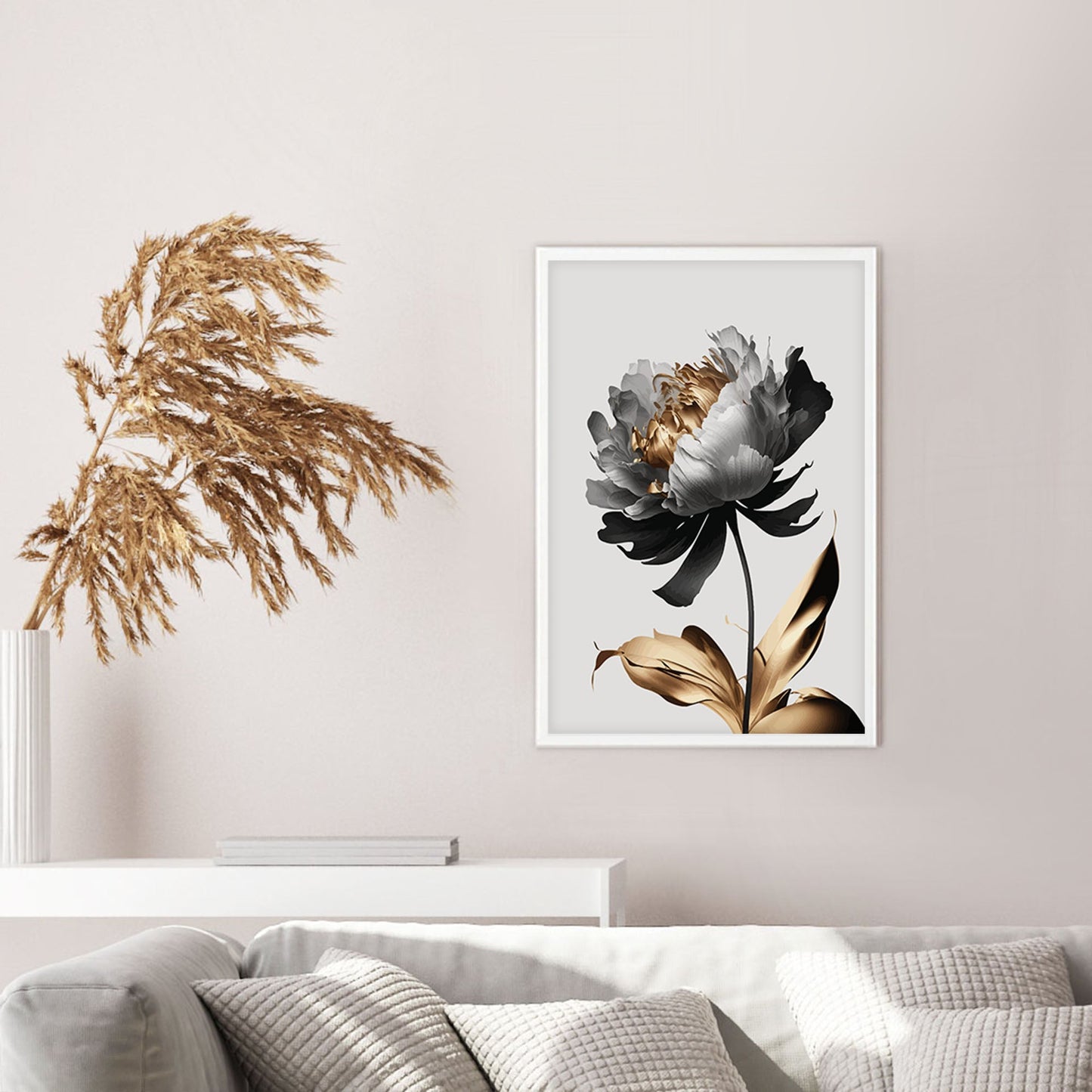 Ethan Taylor 'White and Gold Flower' Framed Art Print