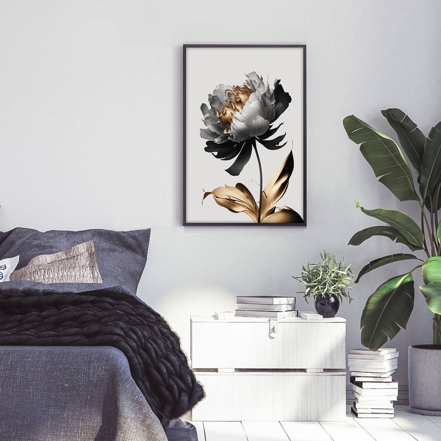 Ethan Taylor 'White and Gold Flower' Framed Art Print