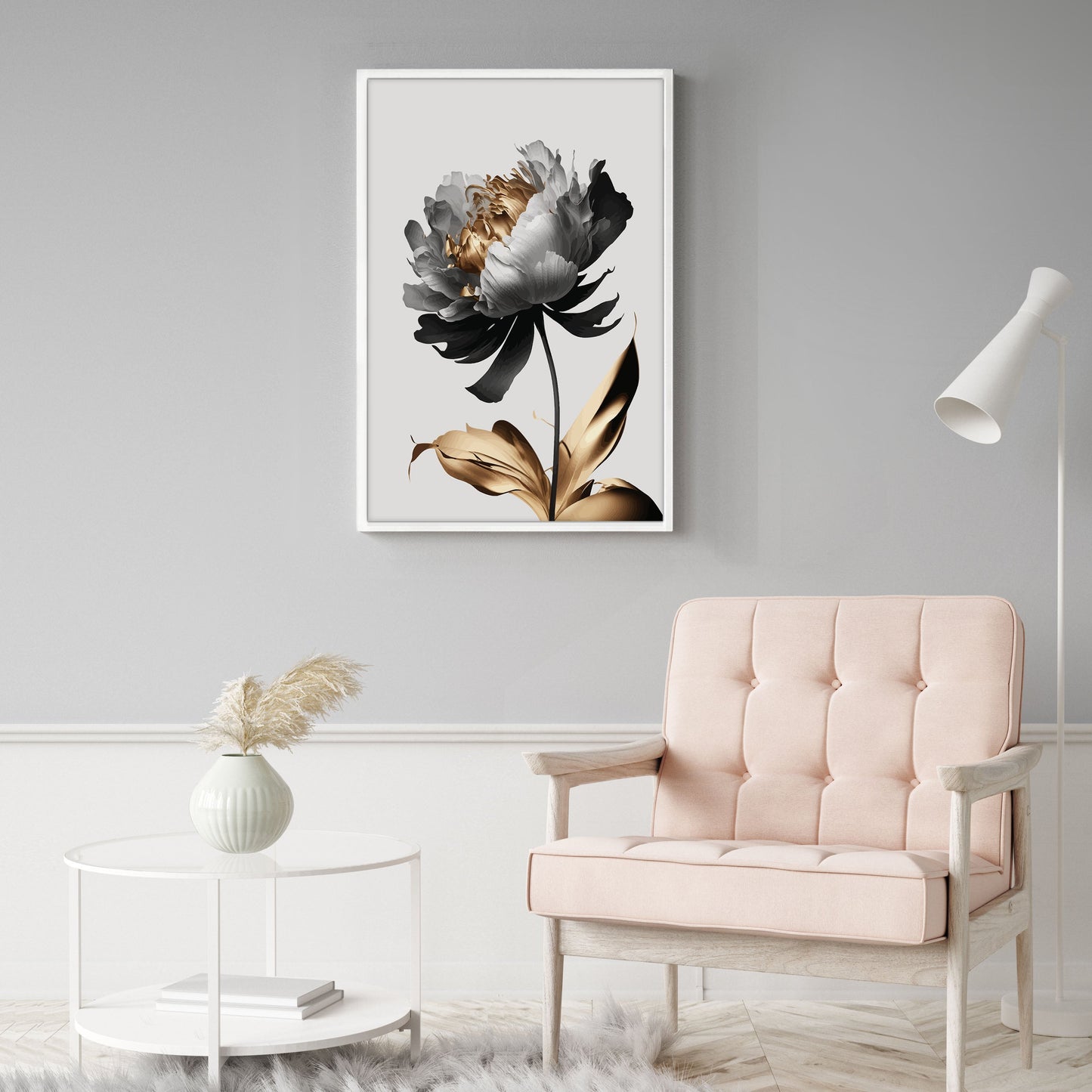 Ethan Taylor 'White and Gold Flower' Framed Art Print