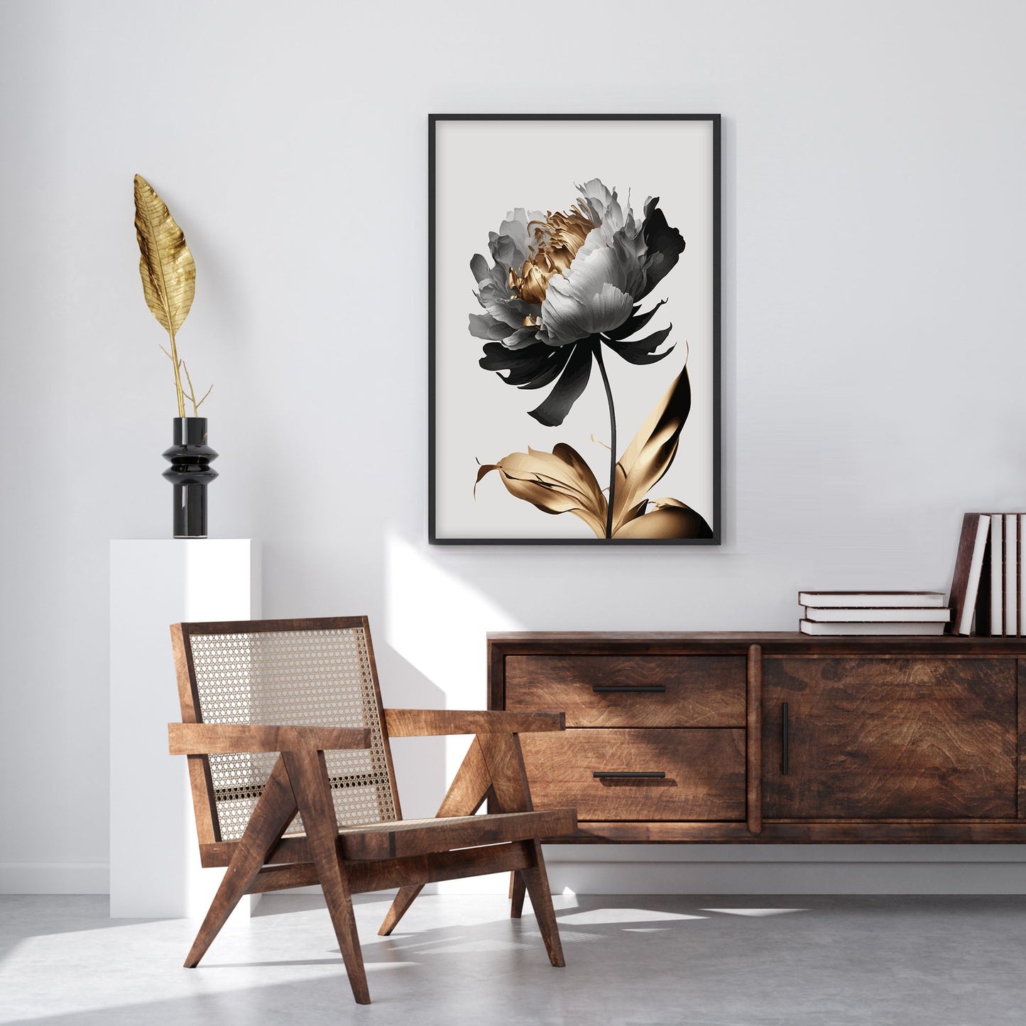 Ethan Taylor 'White and Gold Flower' Framed Art Print