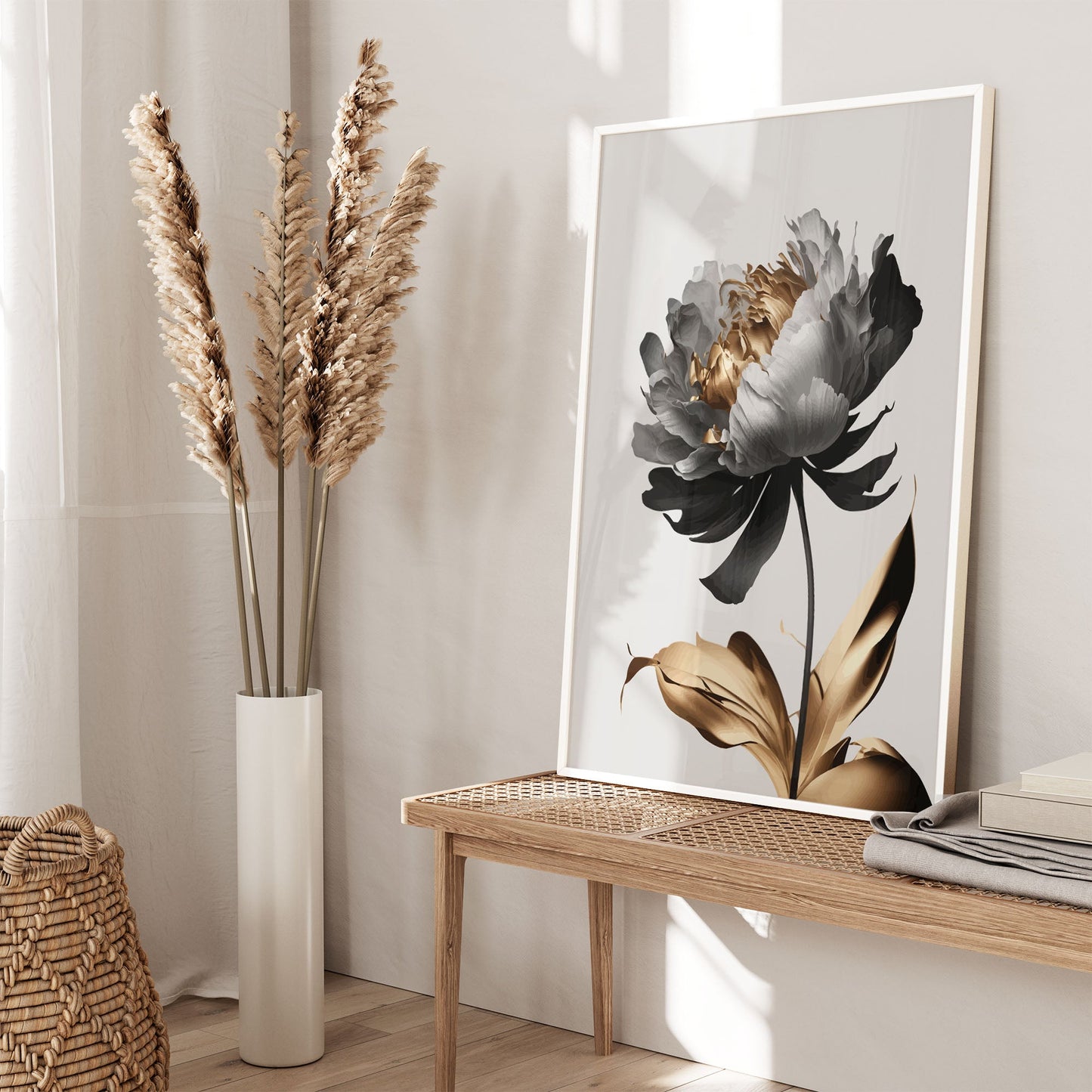 Ethan Taylor 'White and Gold Flower' Framed Art Print