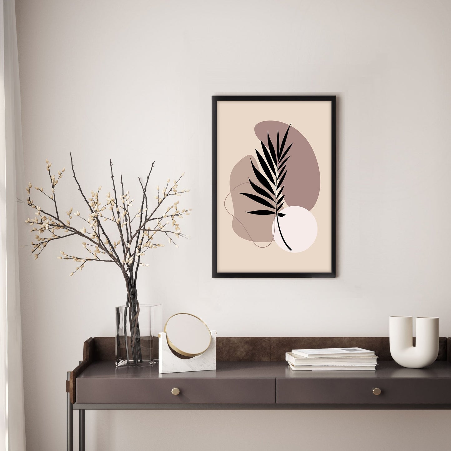 Ethan Taylor 'Leaf in Beige' Framed Art Print