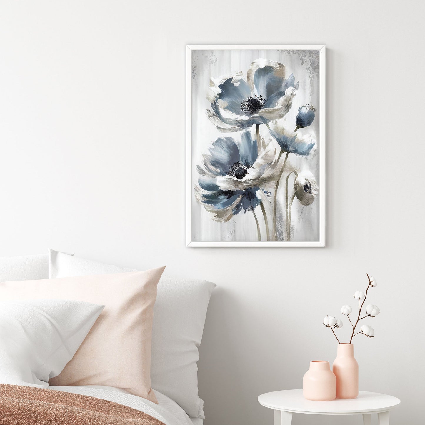 Ethan Taylor 'Blue and Silver Flowers' Framed Art Print