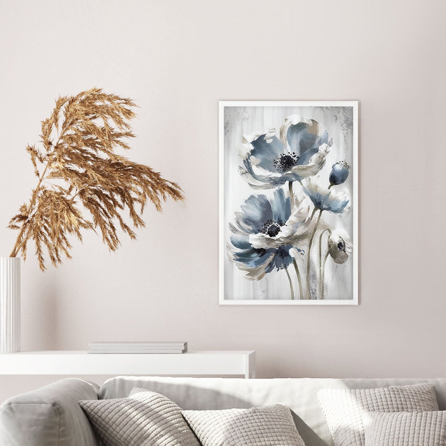 Ethan Taylor 'Blue and Silver Flowers' Framed Art Print