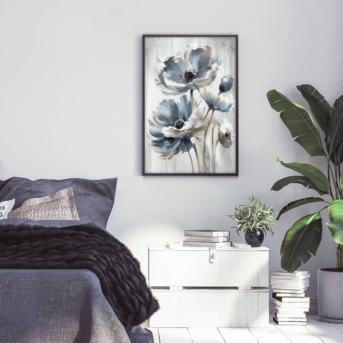 Ethan Taylor 'Blue and Silver Flowers' Framed Art Print