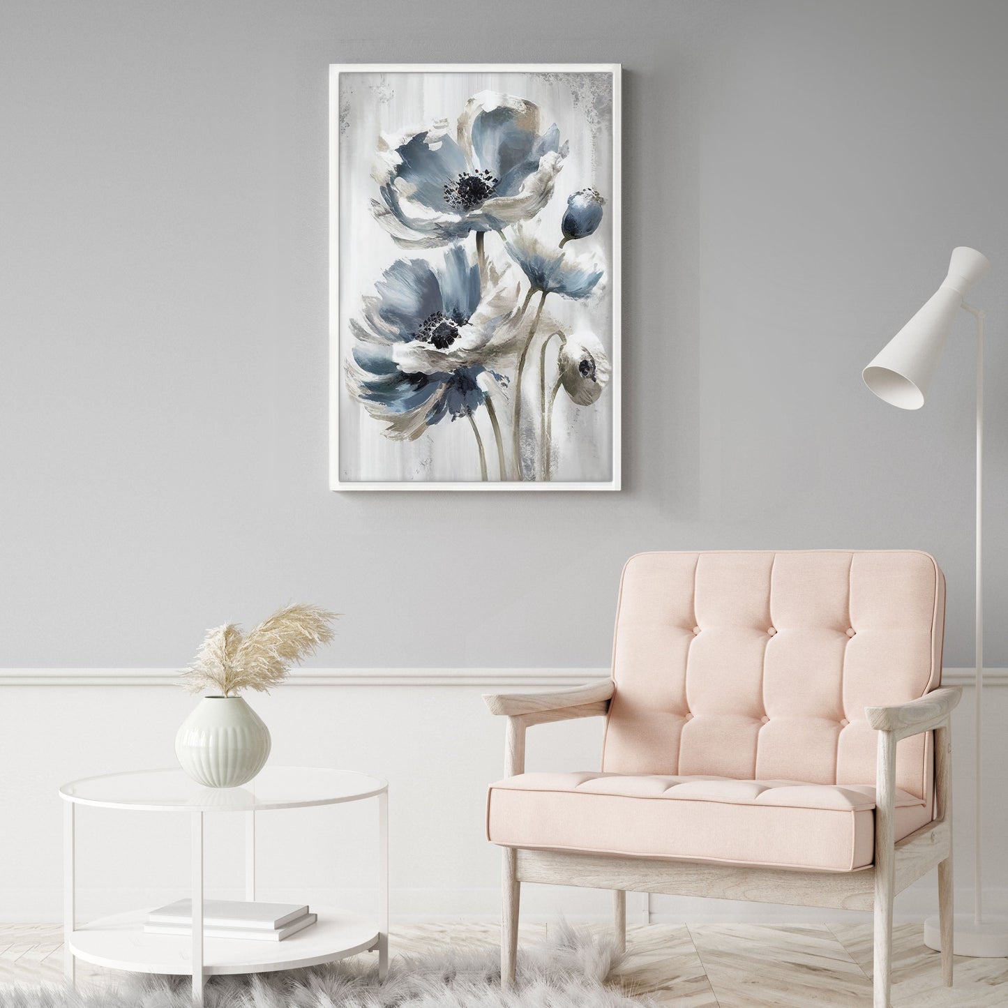 Ethan Taylor 'Blue and Silver Flowers' Framed Art Print