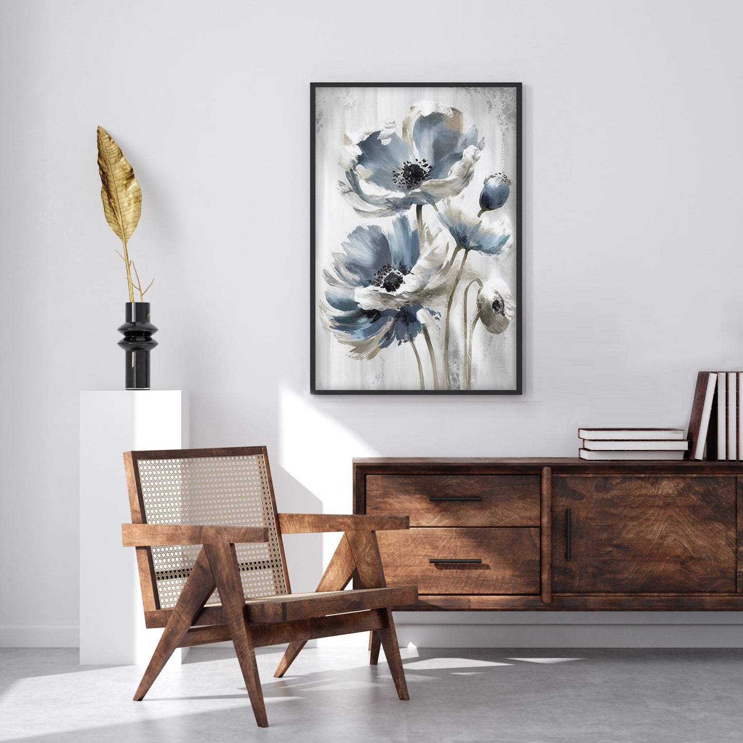 Ethan Taylor 'Blue and Silver Flowers' Framed Art Print