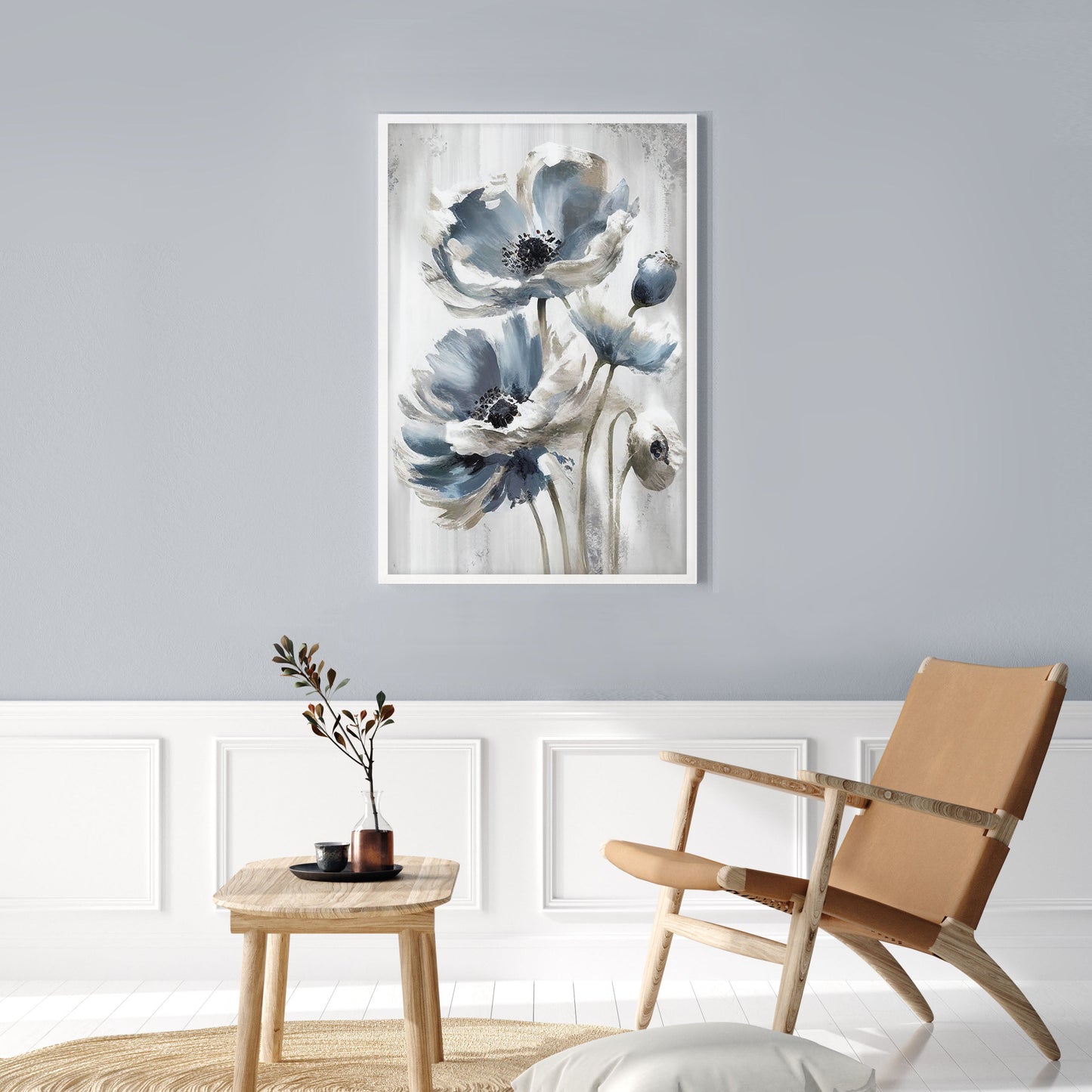 Ethan Taylor 'Blue and Silver Flowers' Framed Art Print