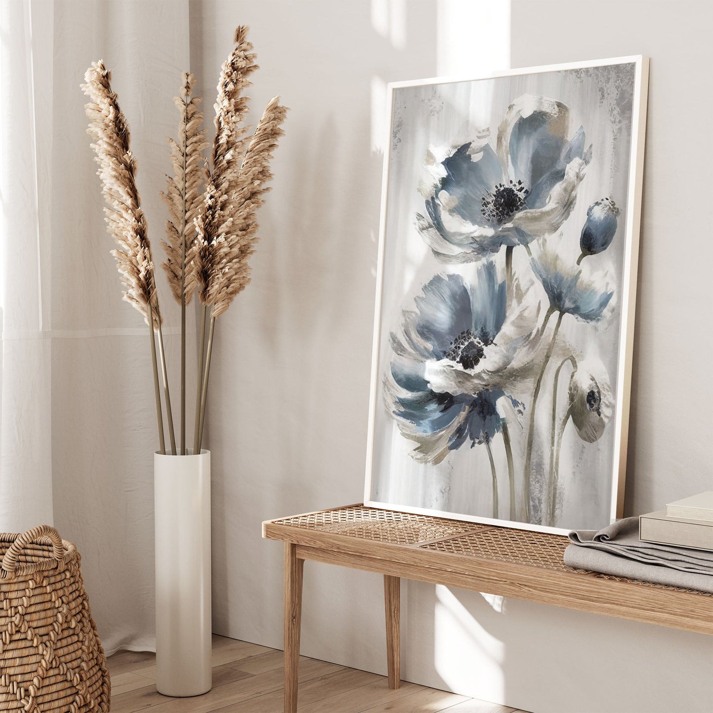 Ethan Taylor 'Blue and Silver Flowers' Framed Art Print