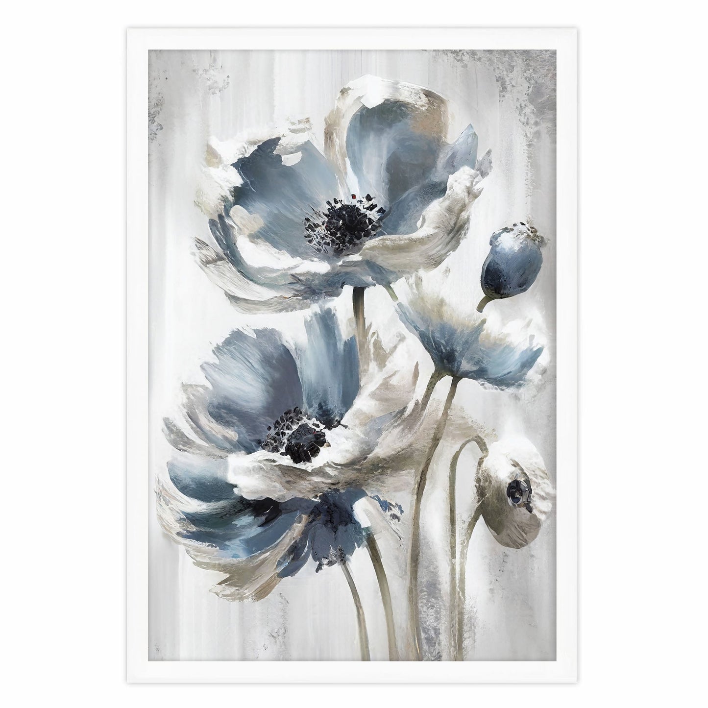 Ethan Taylor 'Blue and Silver Flowers' Framed Art Print