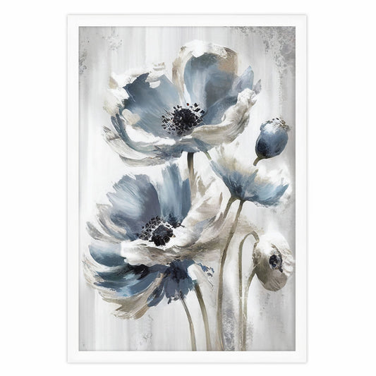 Ethan Taylor 'Blue and Silver Flowers' Framed Art Print