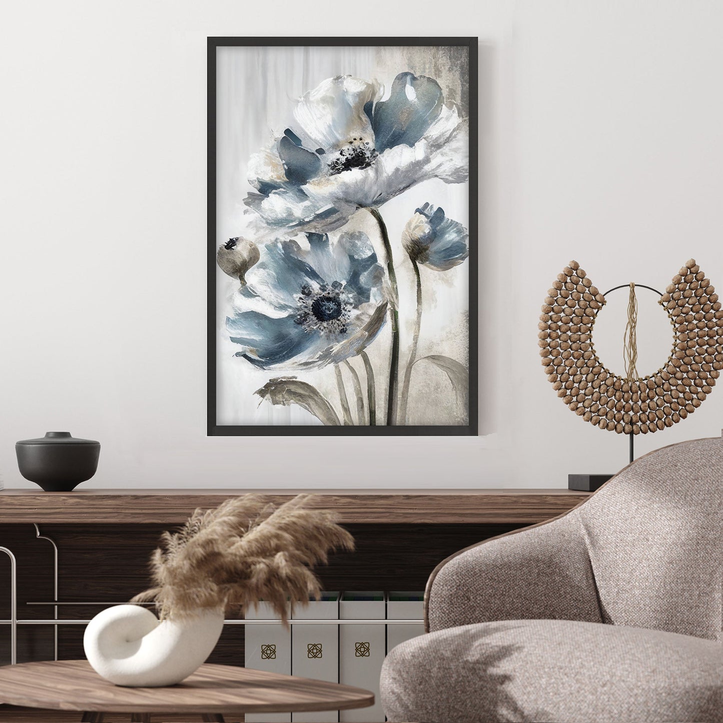 Ethan Taylor 'Blue and Silver Flowers II' Framed Art Print