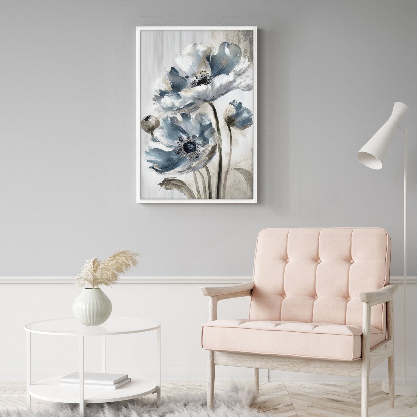 Ethan Taylor 'Blue and Silver Flowers II' Framed Art Print