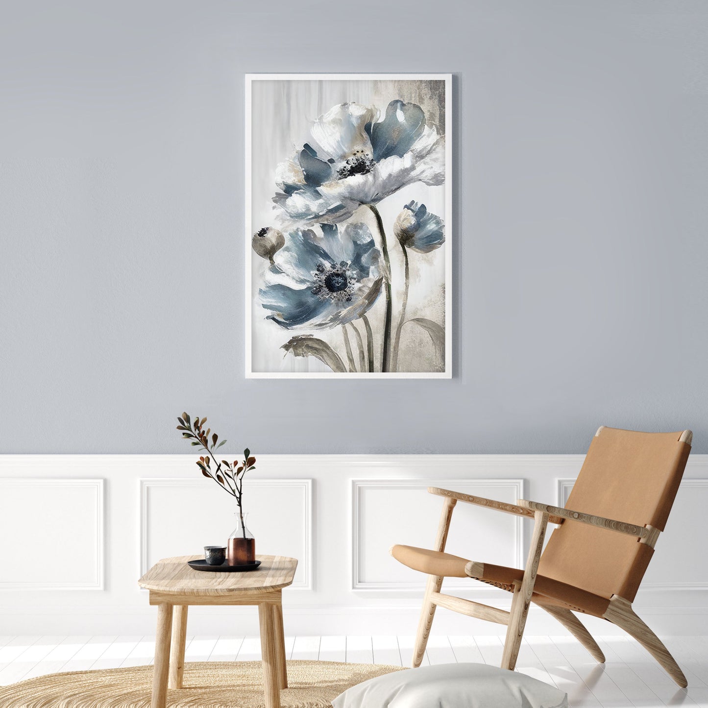 Ethan Taylor 'Blue and Silver Flowers II' Framed Art Print