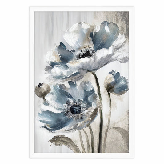 Ethan Taylor 'Blue and Silver Flowers II' Framed Art Print