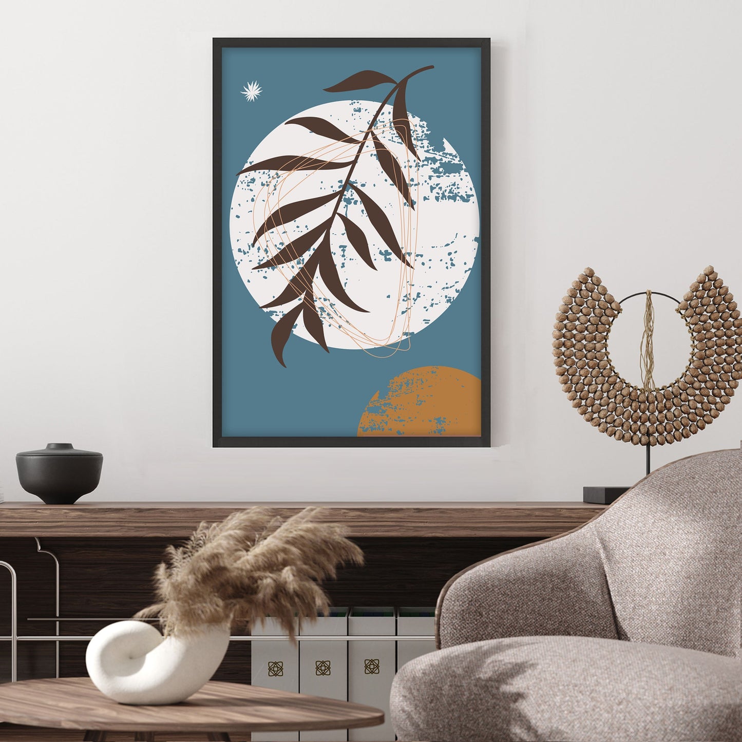 Ethan Taylor 'Boho Moon and Leaf' Framed Art Print