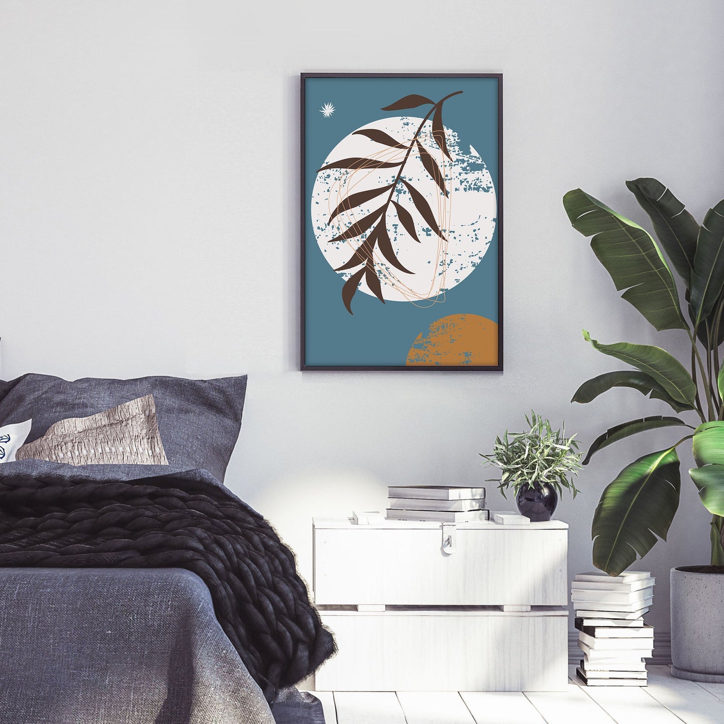 Ethan Taylor 'Boho Moon and Leaf' Framed Art Print