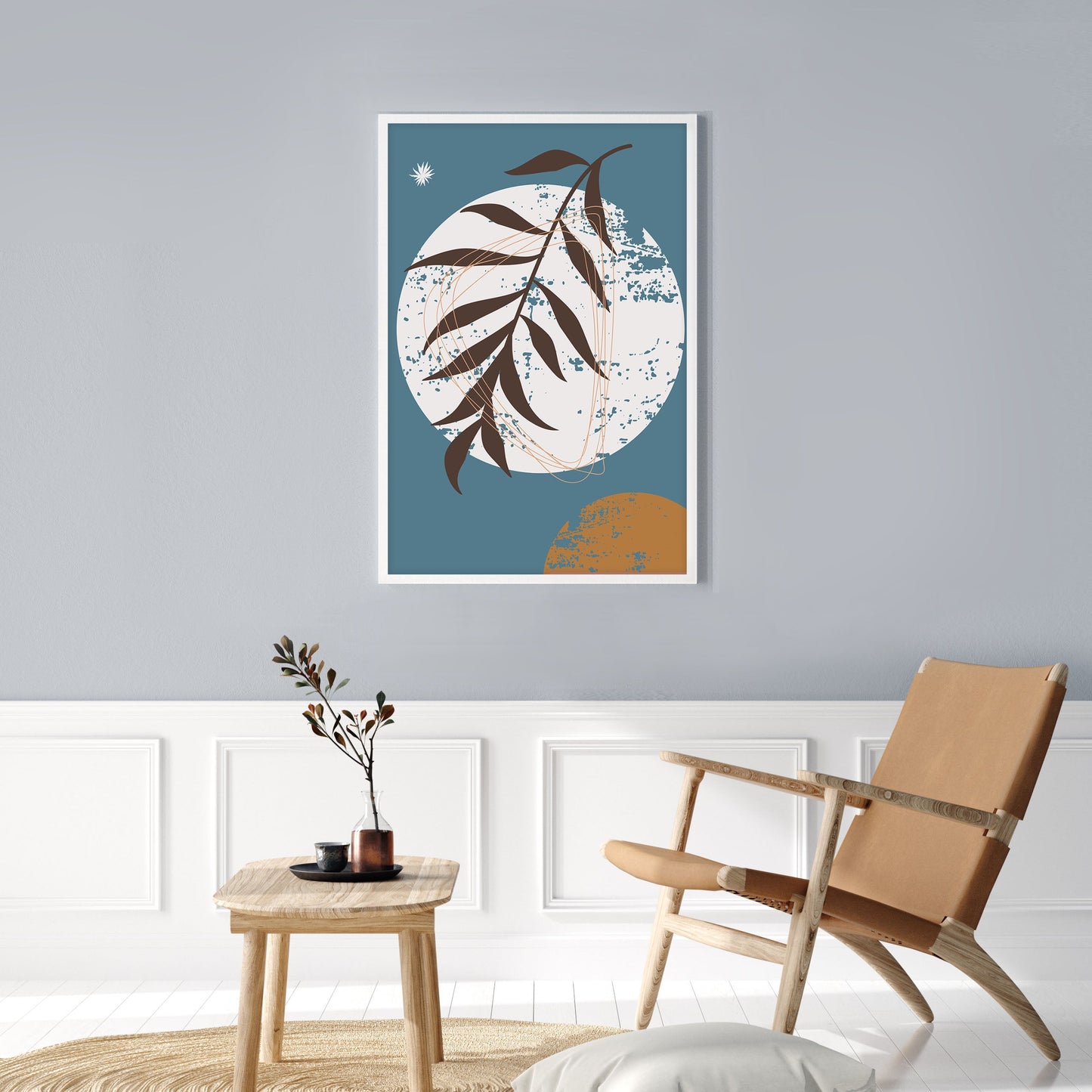 Ethan Taylor 'Boho Moon and Leaf' Framed Art Print