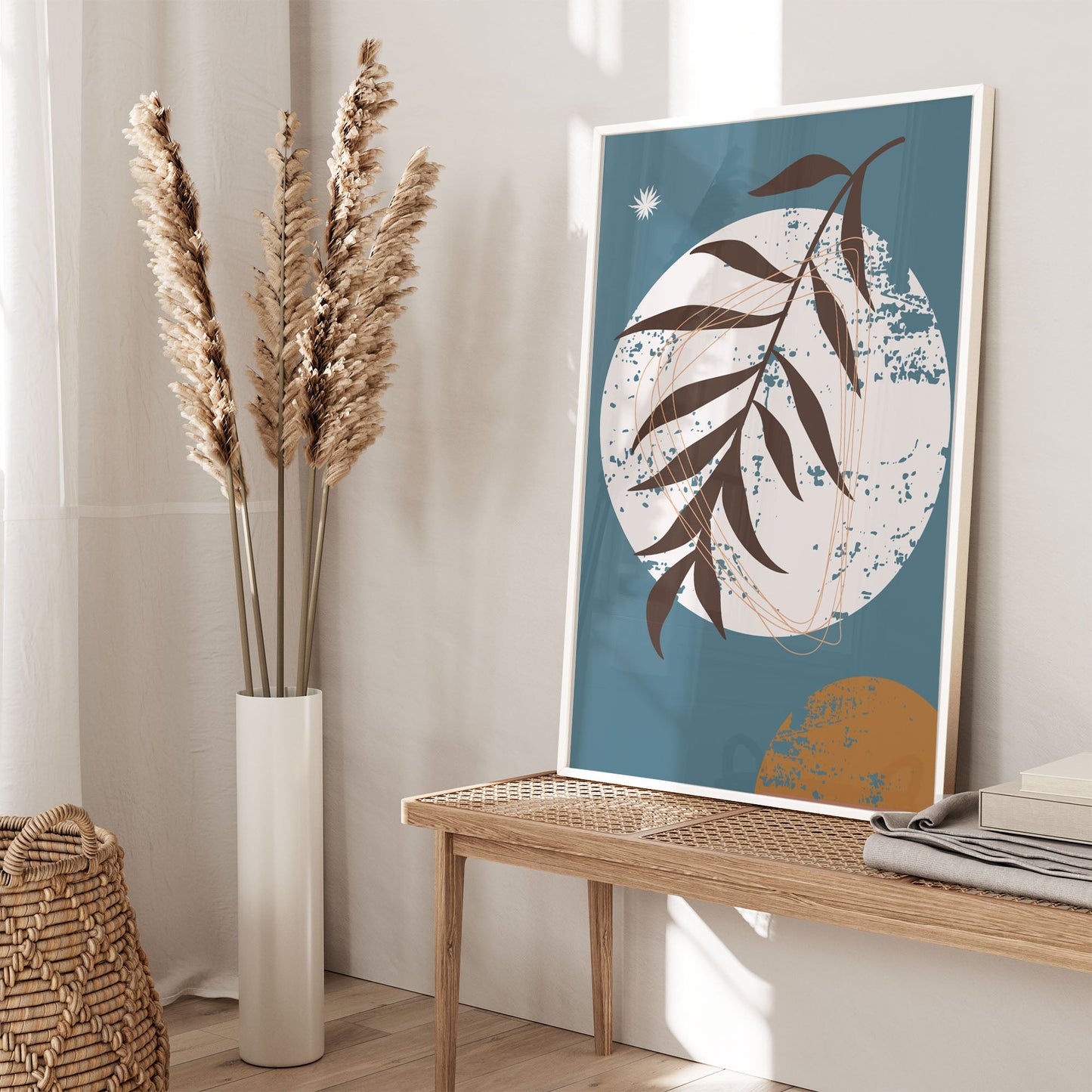 Ethan Taylor 'Boho Moon and Leaf' Framed Art Print