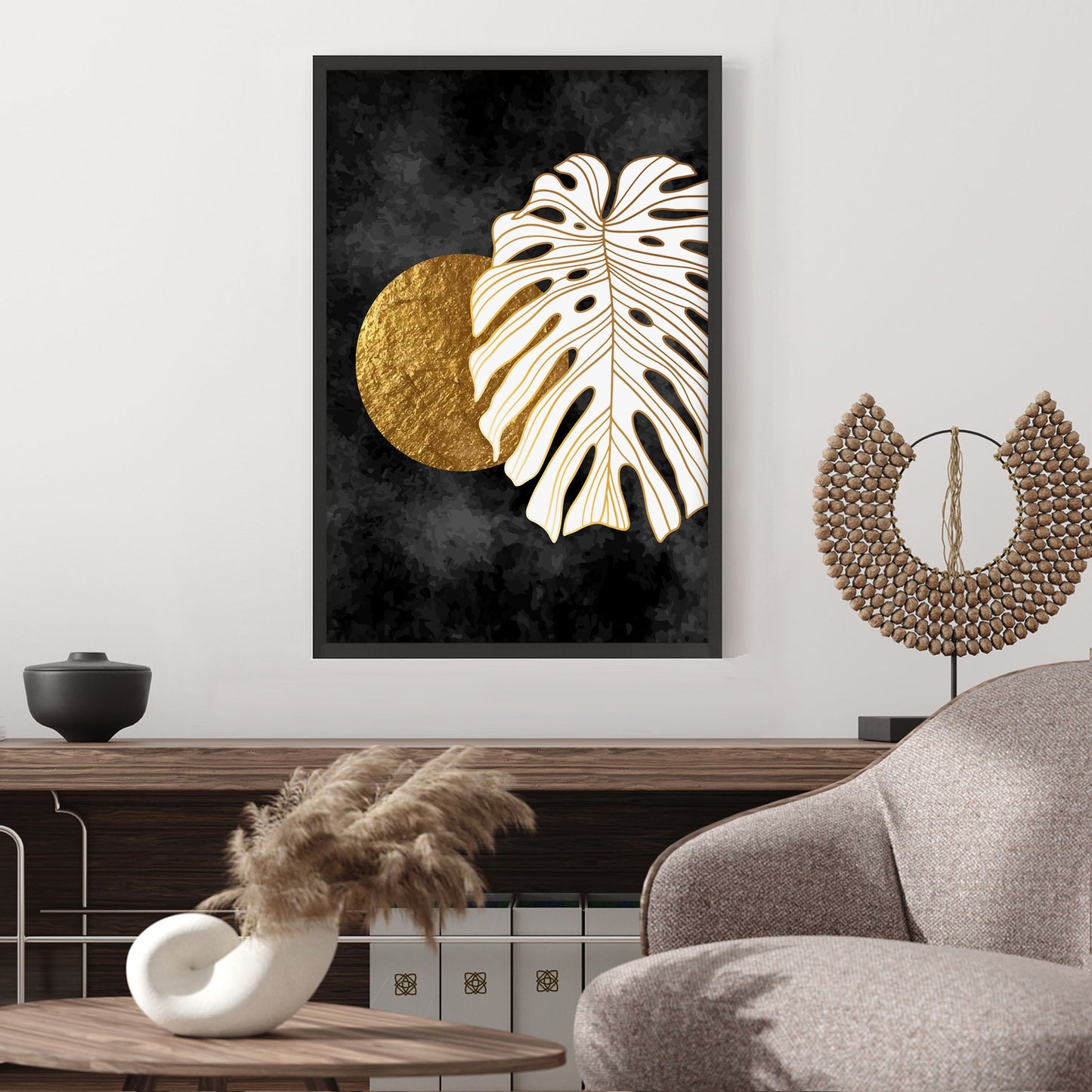 Ethan Taylor 'Monstera and Golden Moon' Framed Art Print