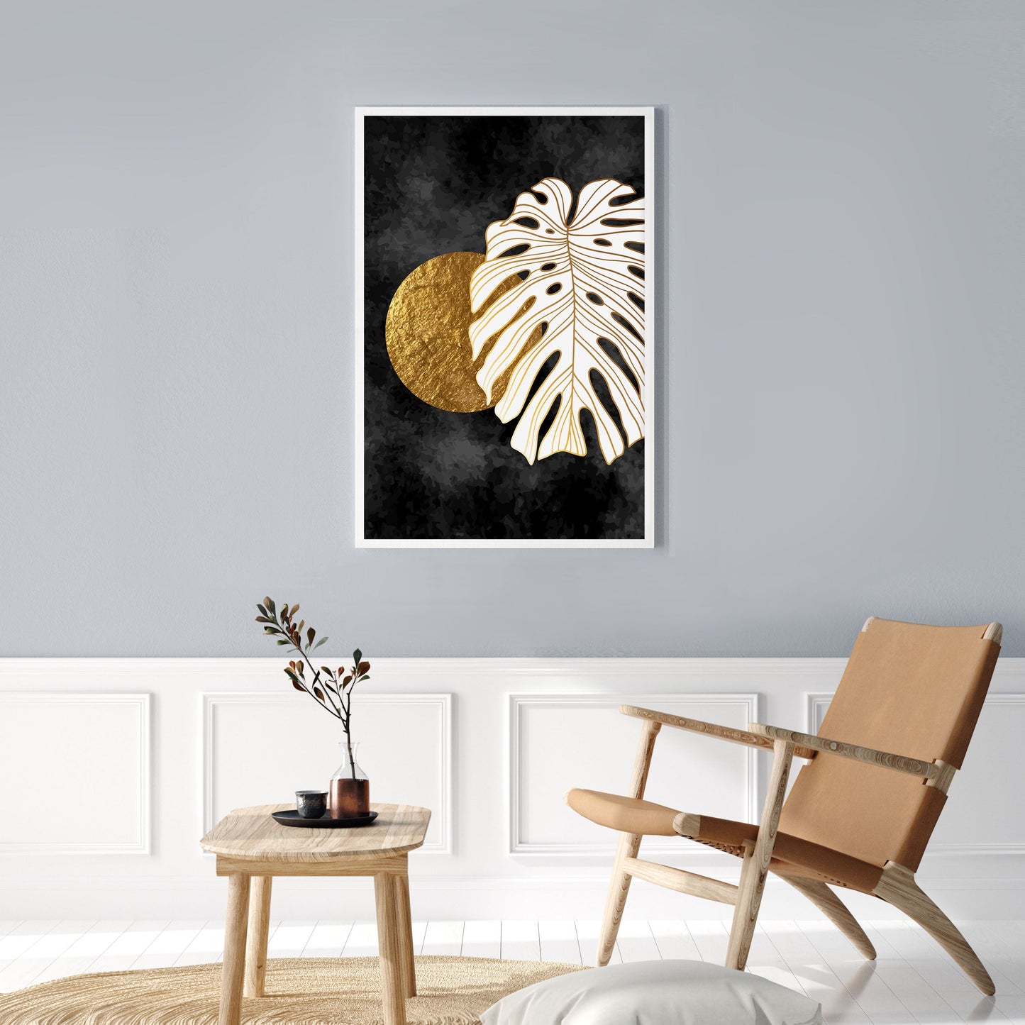 Ethan Taylor 'Monstera and Golden Moon' Framed Art Print