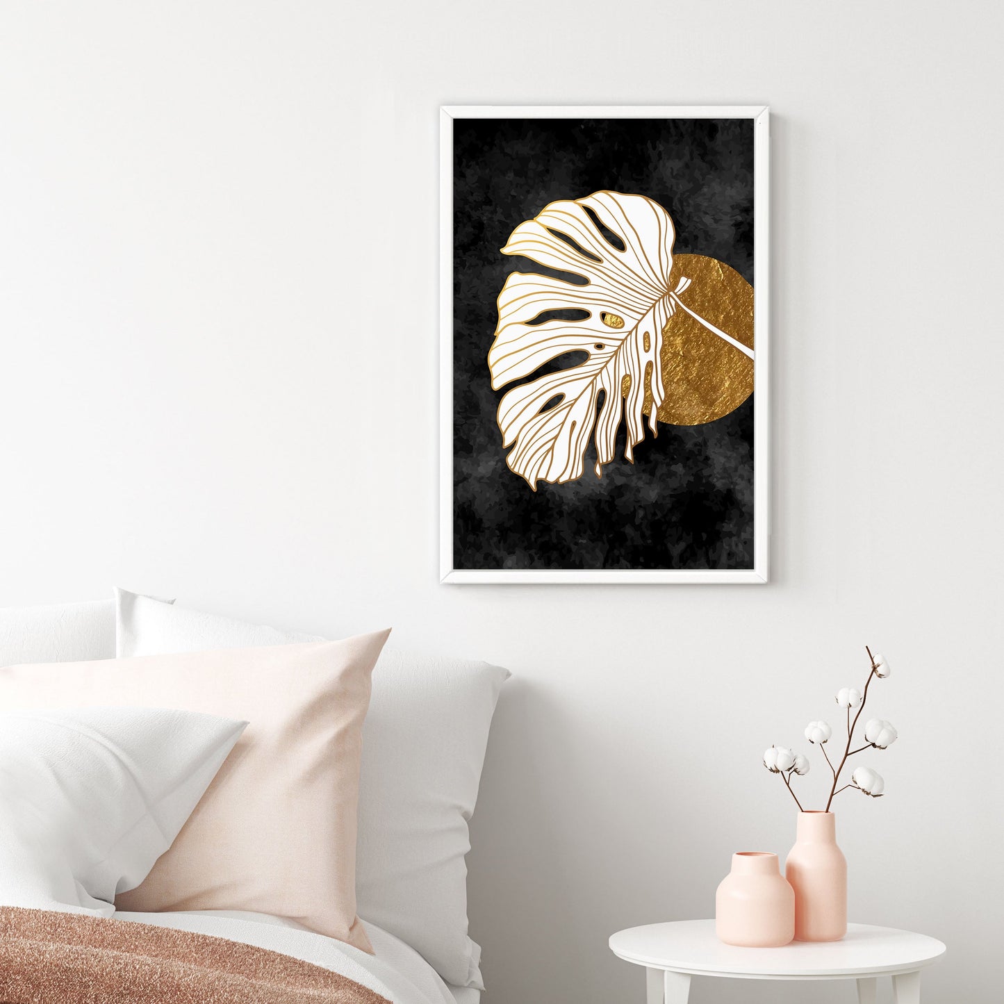 Ethan Taylor 'Monstera in Black and Gold' Framed Art Print