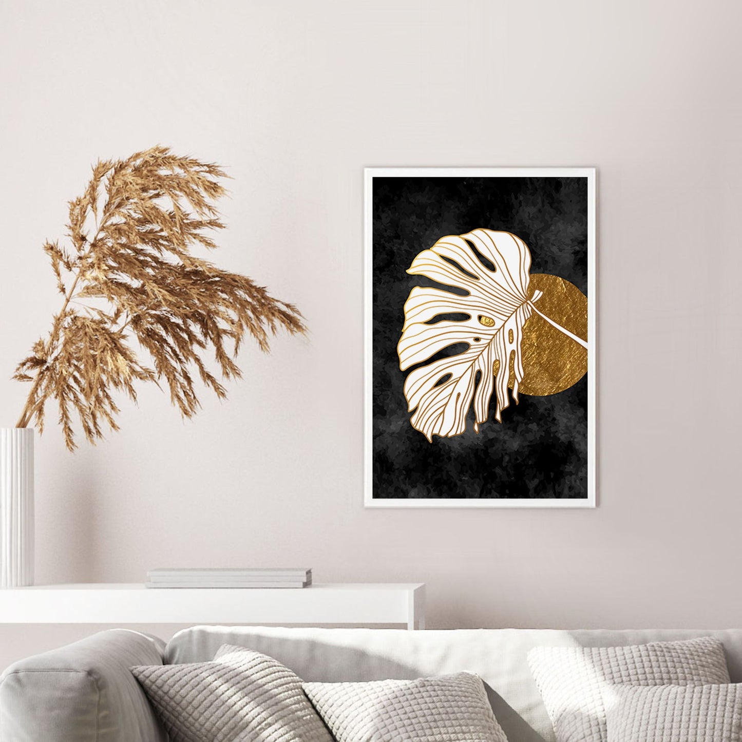 Ethan Taylor 'Monstera in Black and Gold' Framed Art Print