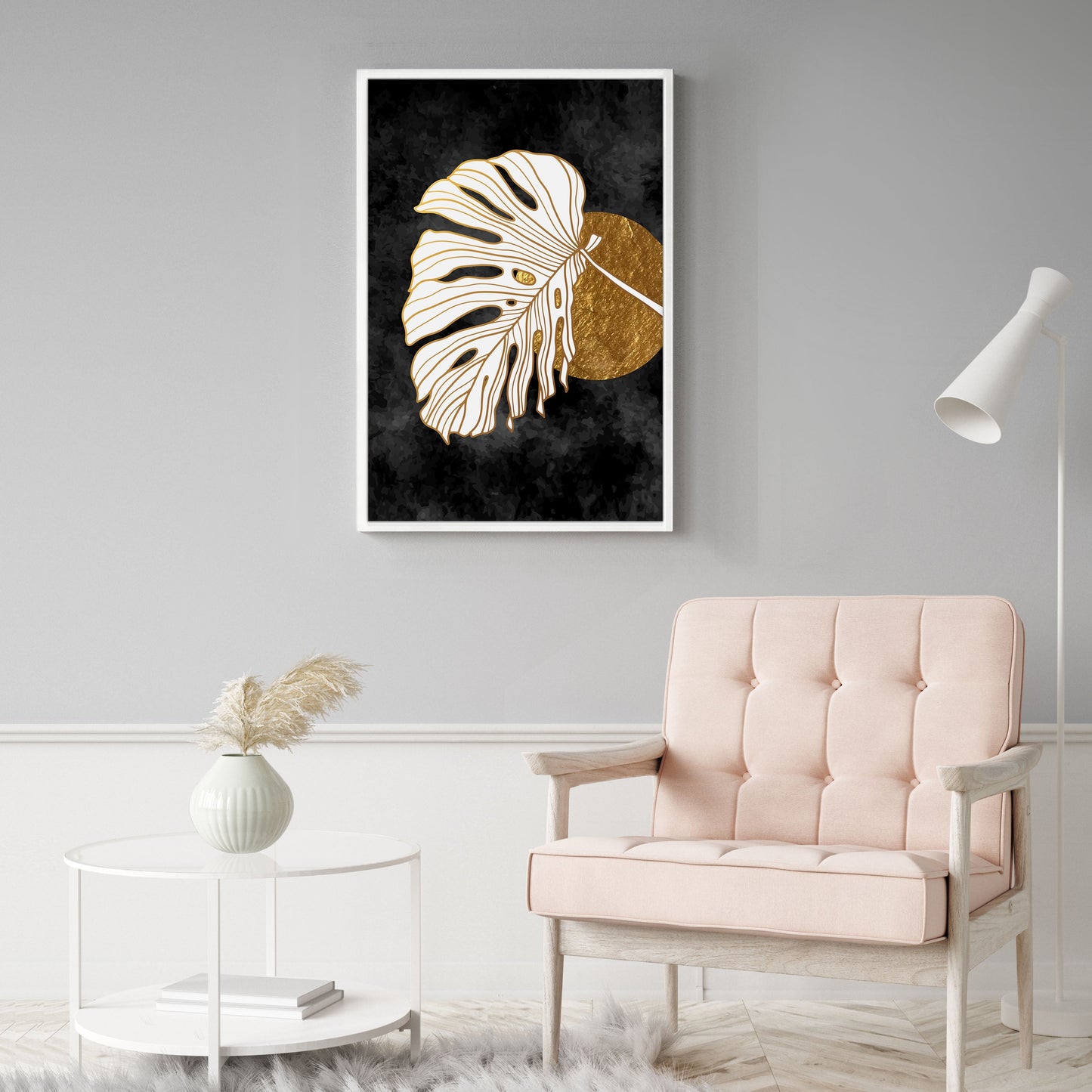 Ethan Taylor 'Monstera in Black and Gold' Framed Art Print