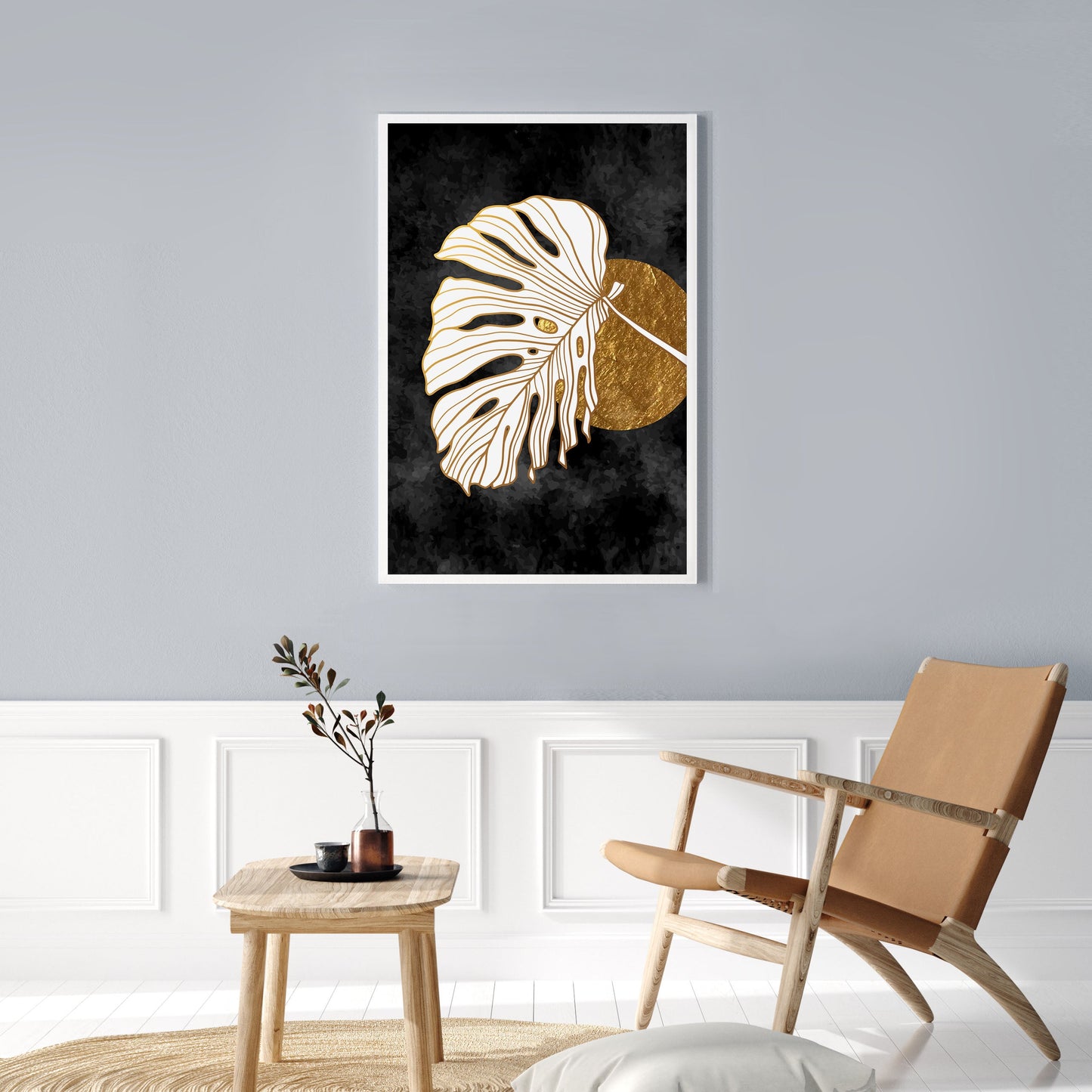 Ethan Taylor 'Monstera in Black and Gold' Framed Art Print