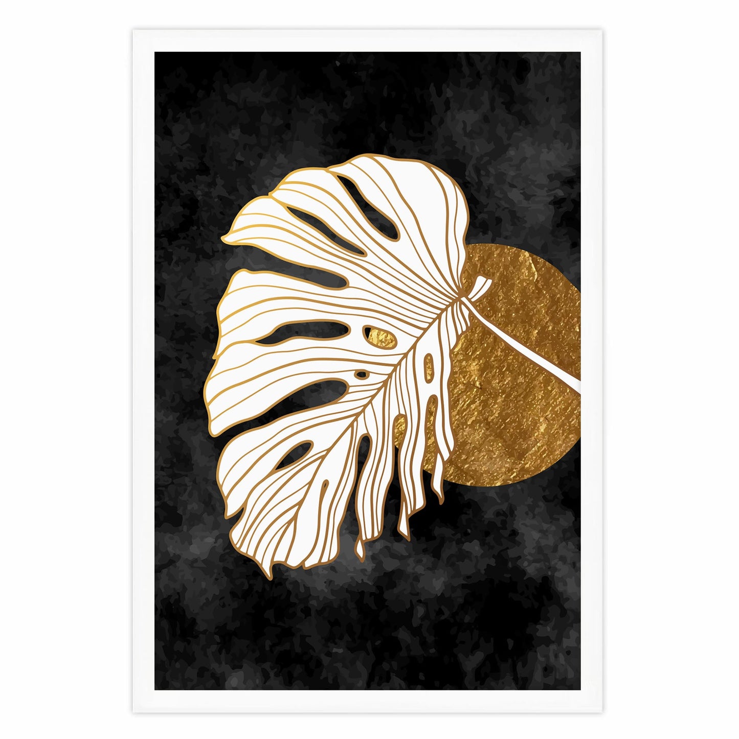 Ethan Taylor 'Monstera in Black and Gold' Framed Art Print