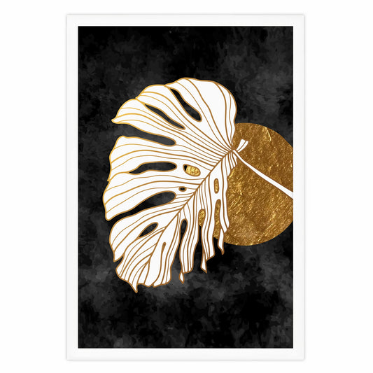 Ethan Taylor 'Monstera in Black and Gold' Framed Art Print