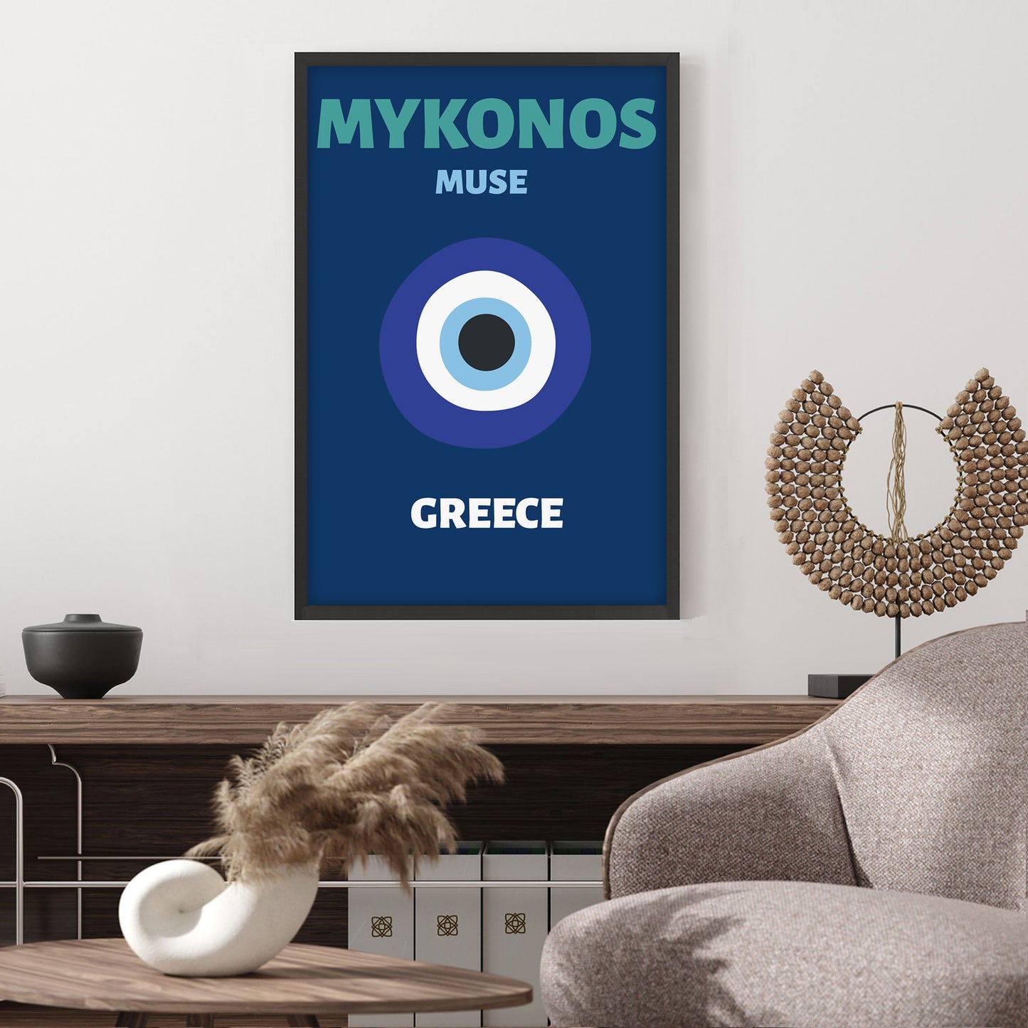 Ethan Taylor 'Mykonos Muse Travel Poster' Framed Art Print