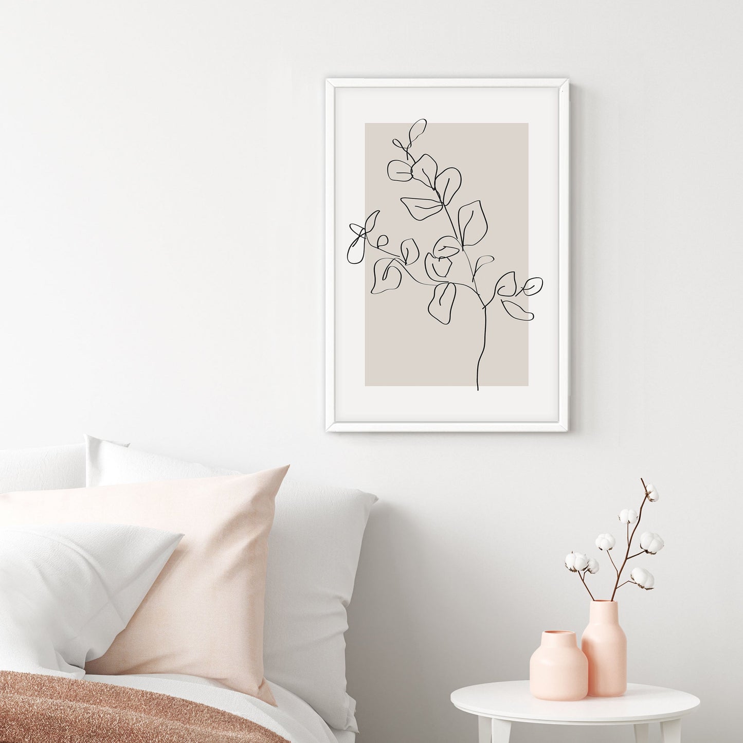 Ethan Taylor 'Line Art Eucalyptus Beige' Framed Art Print