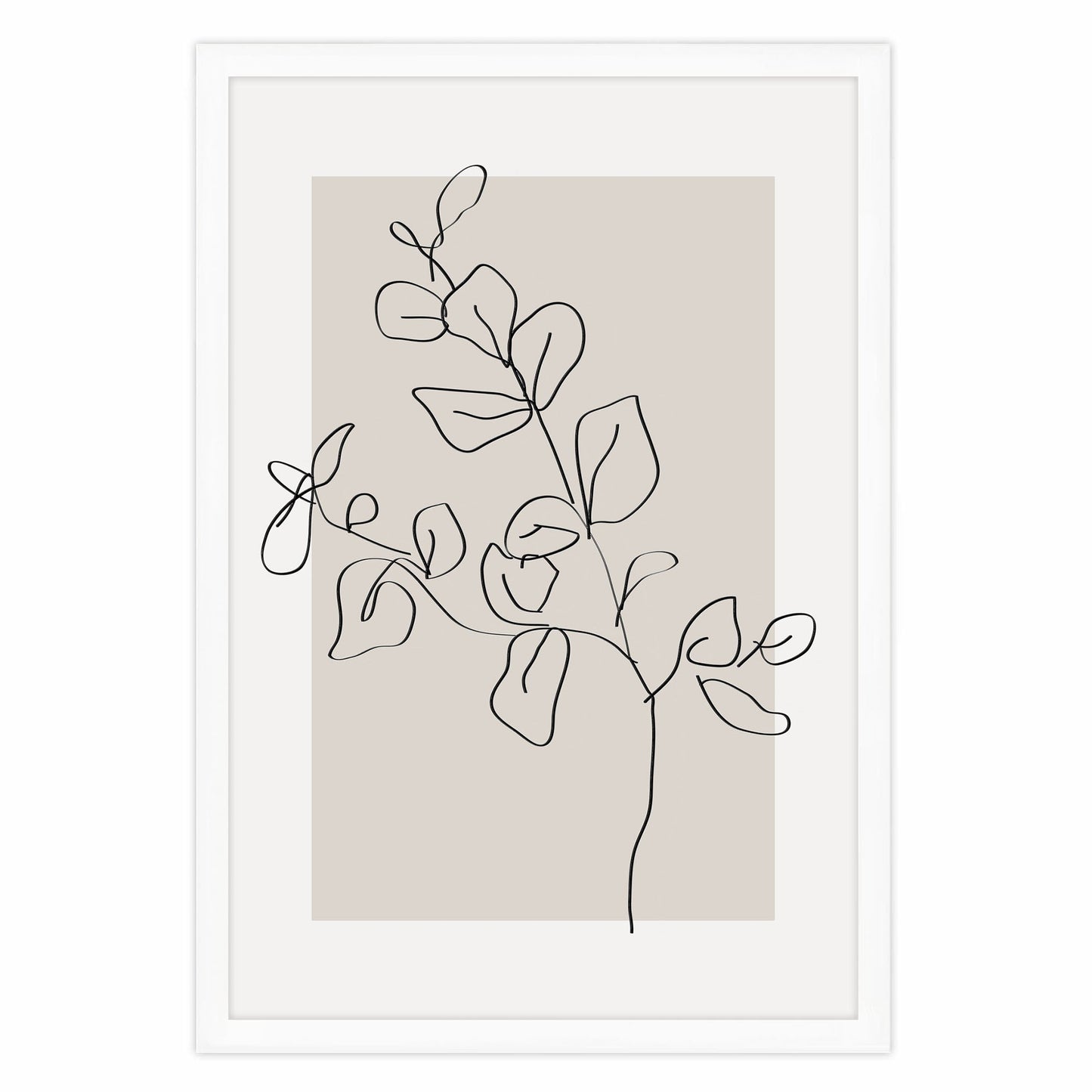 Ethan Taylor 'Line Art Eucalyptus Beige' Framed Art Print