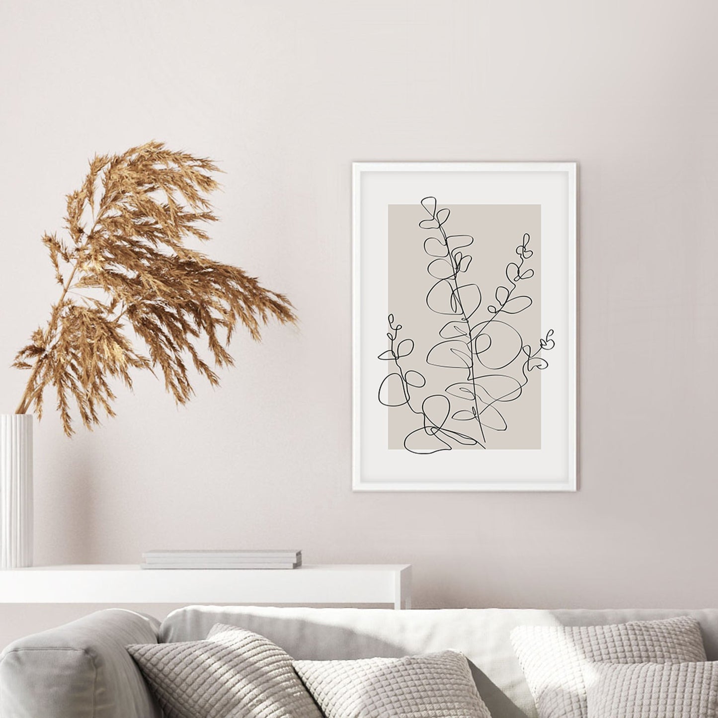 Ethan Taylor 'Line Art Eucalyptus Beige II' Framed Art Print