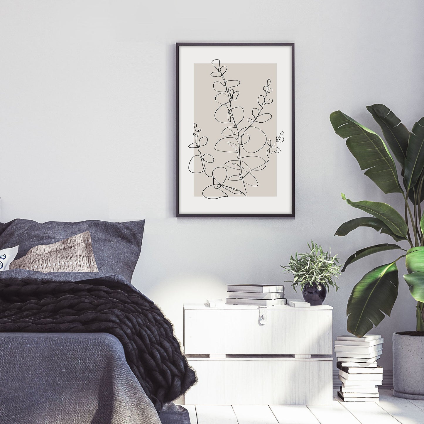 Ethan Taylor 'Line Art Eucalyptus Beige II' Framed Art Print