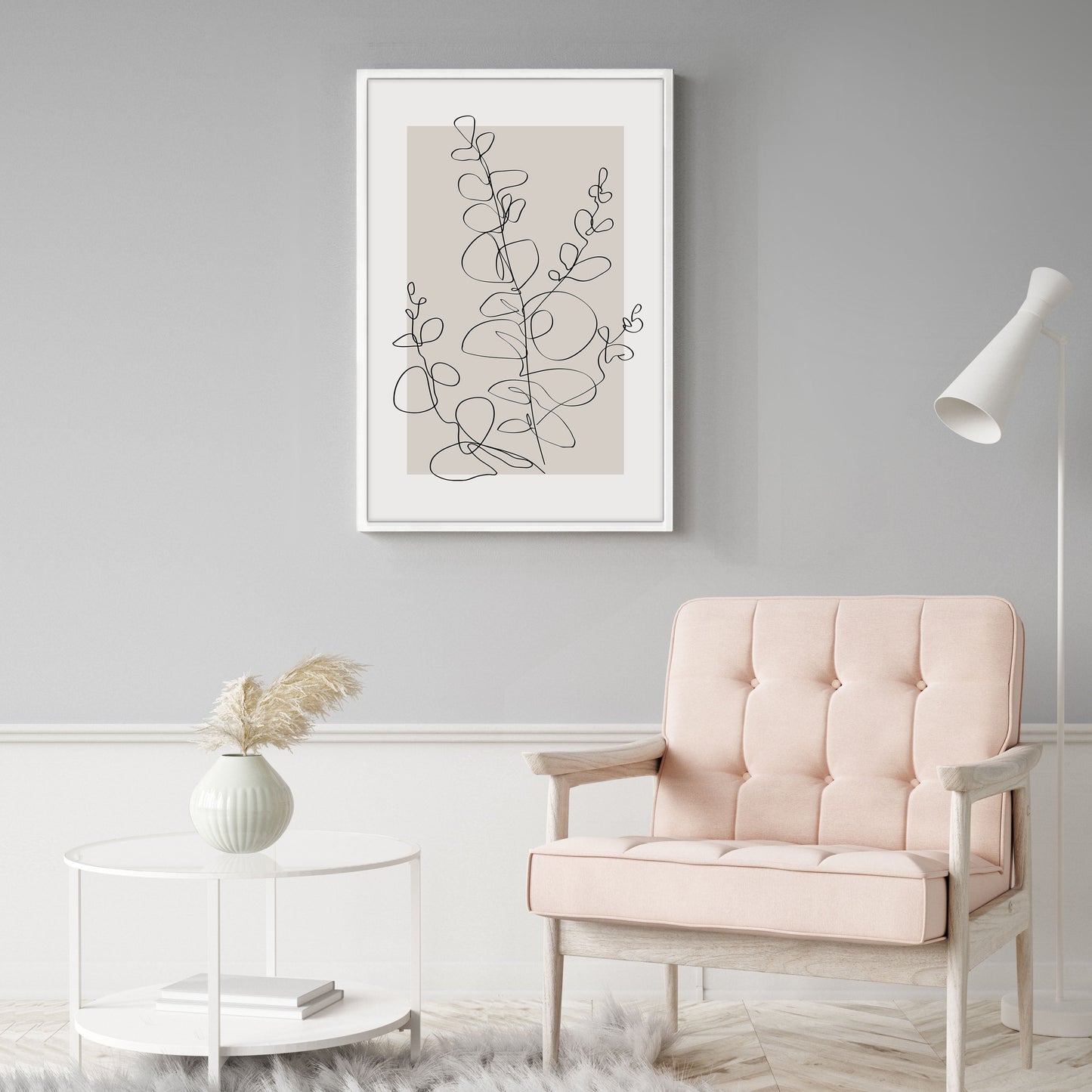 Ethan Taylor 'Line Art Eucalyptus Beige II' Framed Art Print