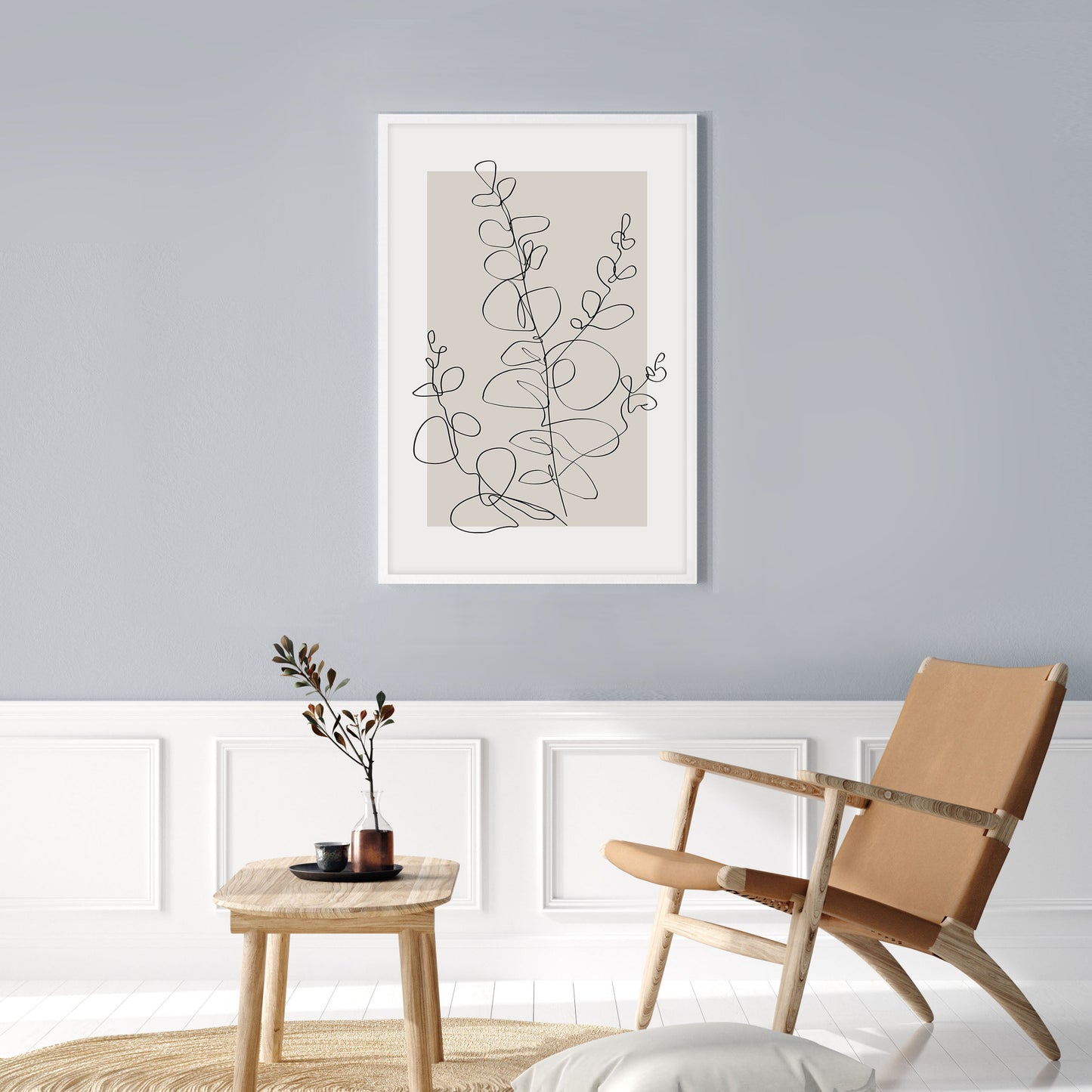 Ethan Taylor 'Line Art Eucalyptus Beige II' Framed Art Print