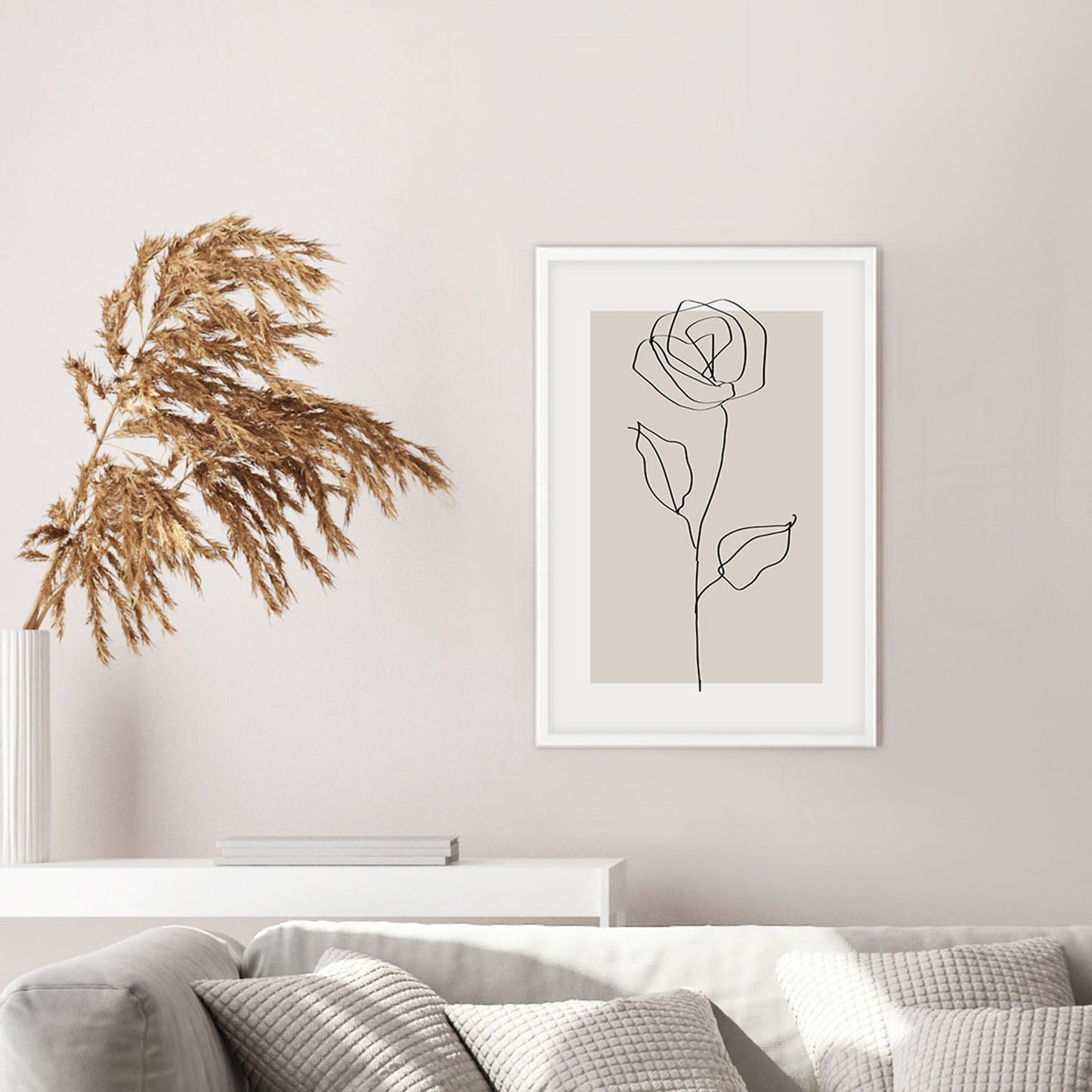 Ethan Taylor 'Rose Line Art Beige Neutral' Framed Art Print