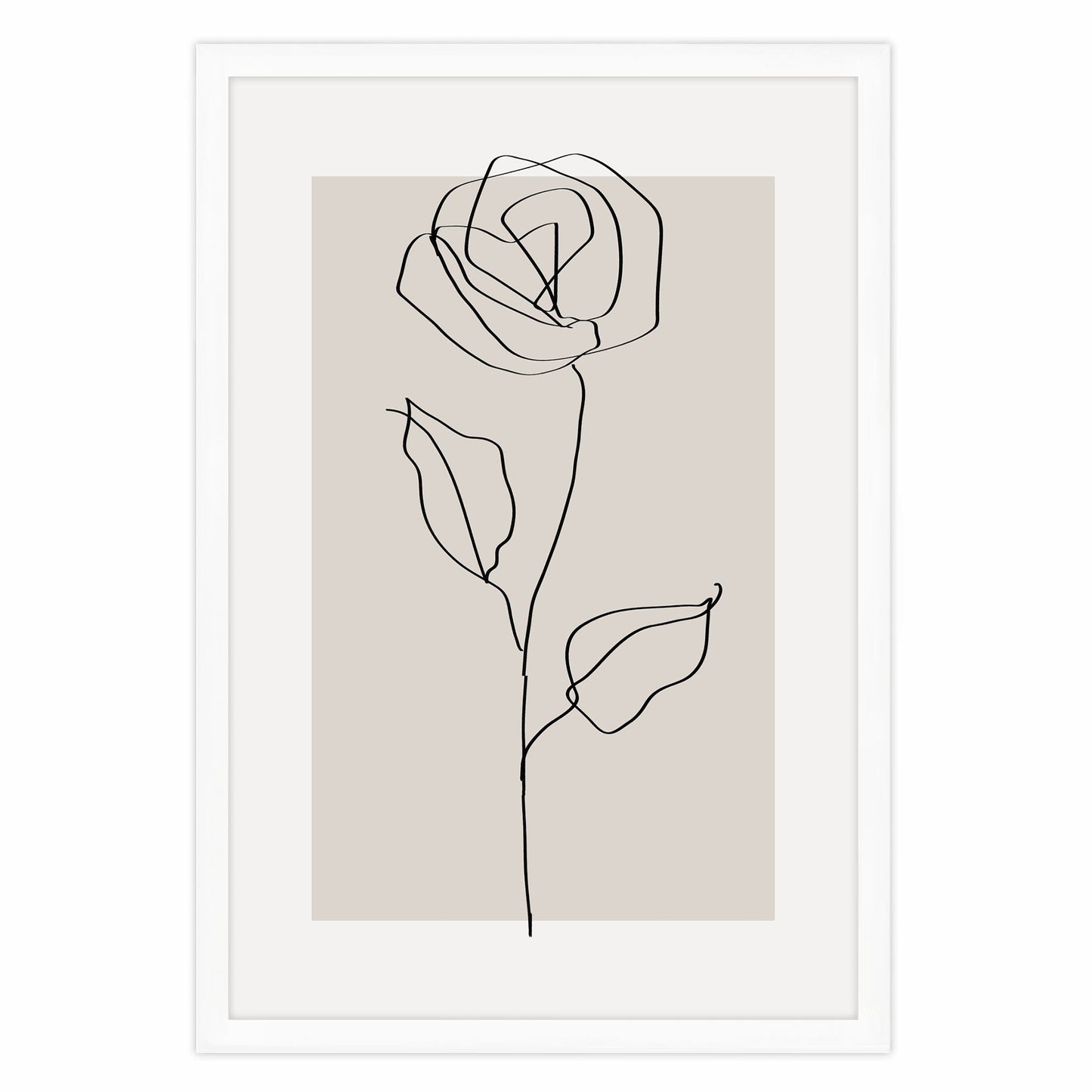 Ethan Taylor 'Rose Line Art Beige Neutral' Framed Art Print