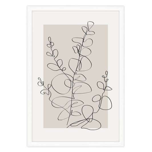 Ethan Taylor 'Eucalyptus Line Art Beige Neutral' Framed Art Print