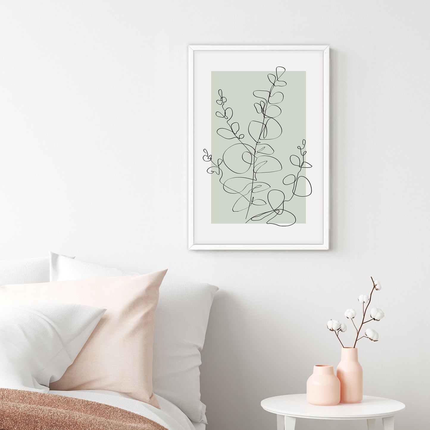 Ethan Taylor 'Eucalyptus Line Art Sage Green' Framed Art Print