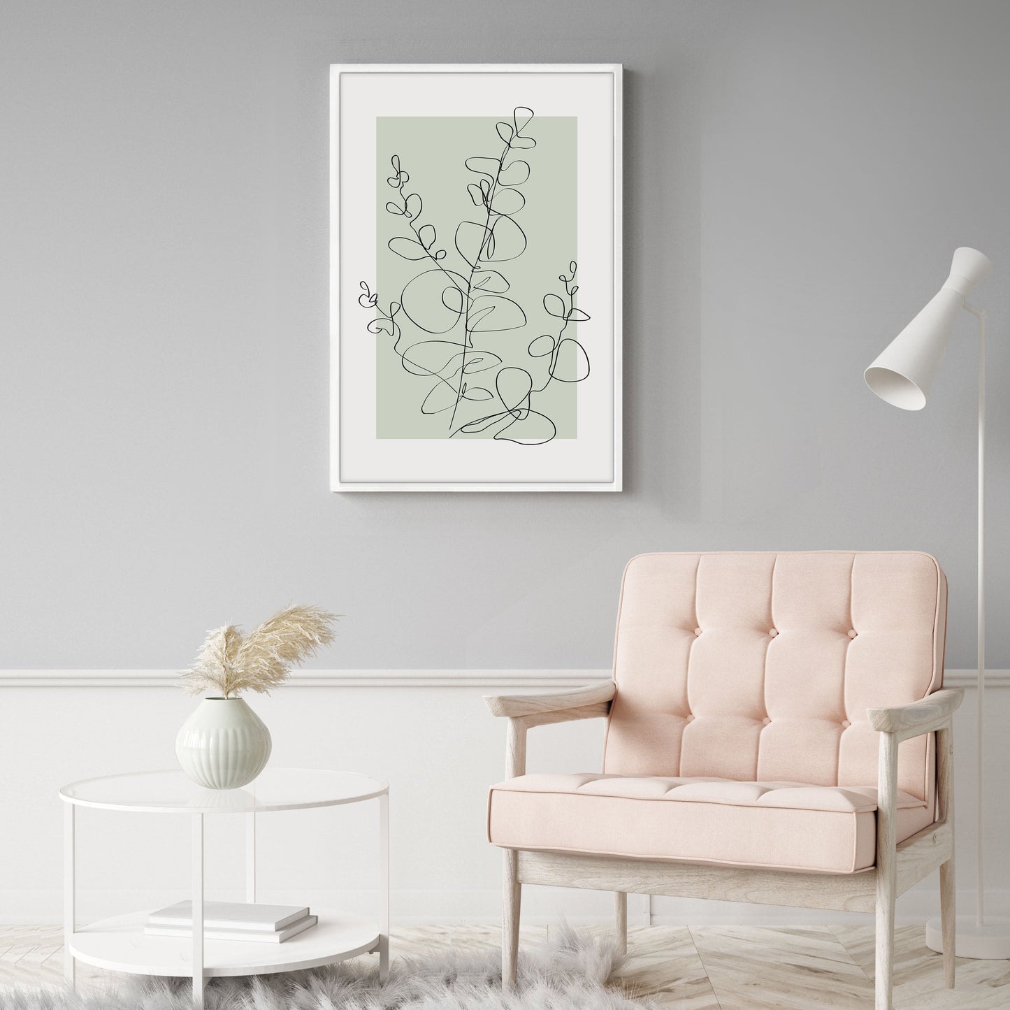 Ethan Taylor 'Eucalyptus Line Art Sage Green' Framed Art Print