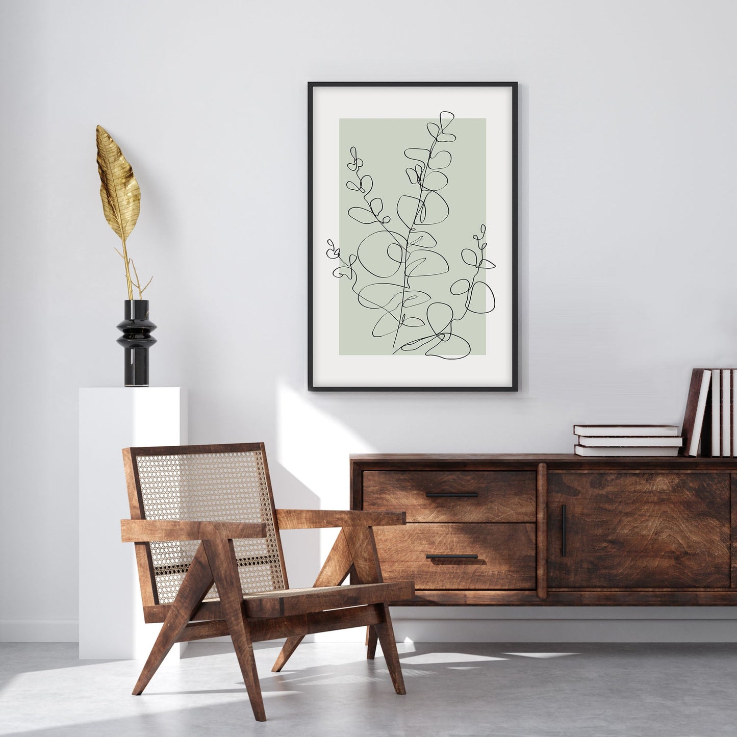 Ethan Taylor 'Eucalyptus Line Art Sage Green' Framed Art Print