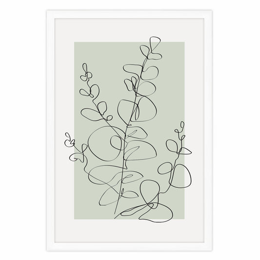 Ethan Taylor 'Eucalyptus Line Art Sage Green' Framed Art Print