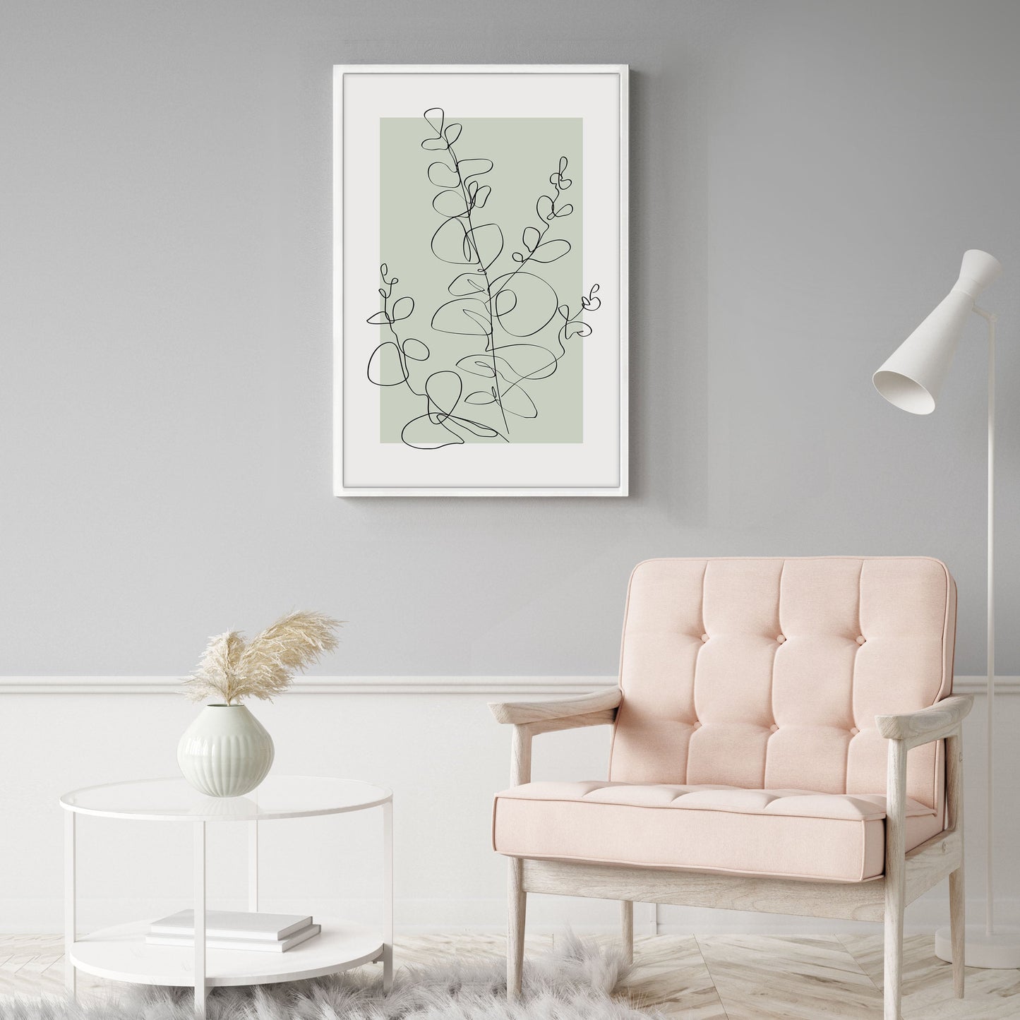 Ethan Taylor 'Eucalyptus Line Art Sage Green II' Framed Art Print