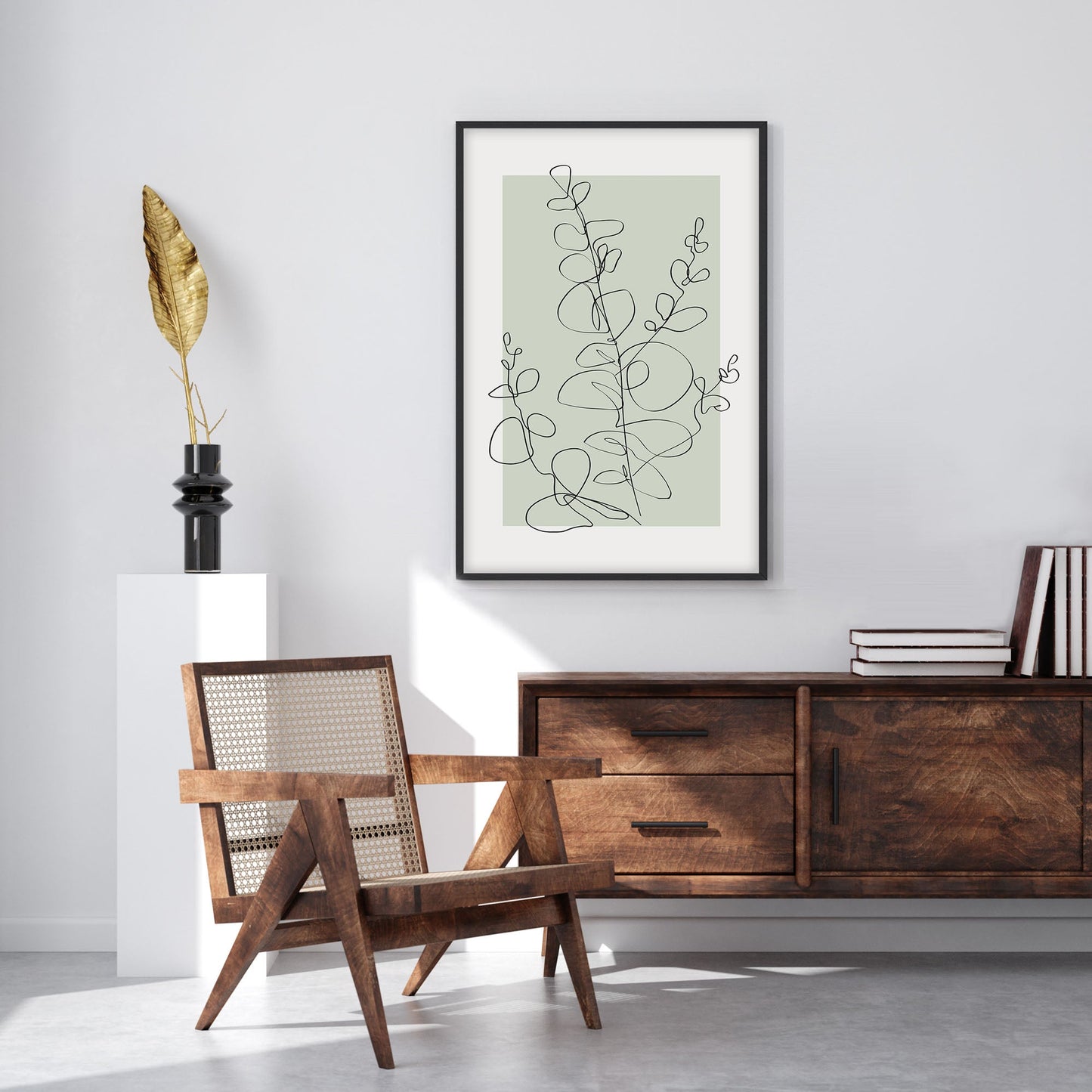 Ethan Taylor 'Eucalyptus Line Art Sage Green II' Framed Art Print