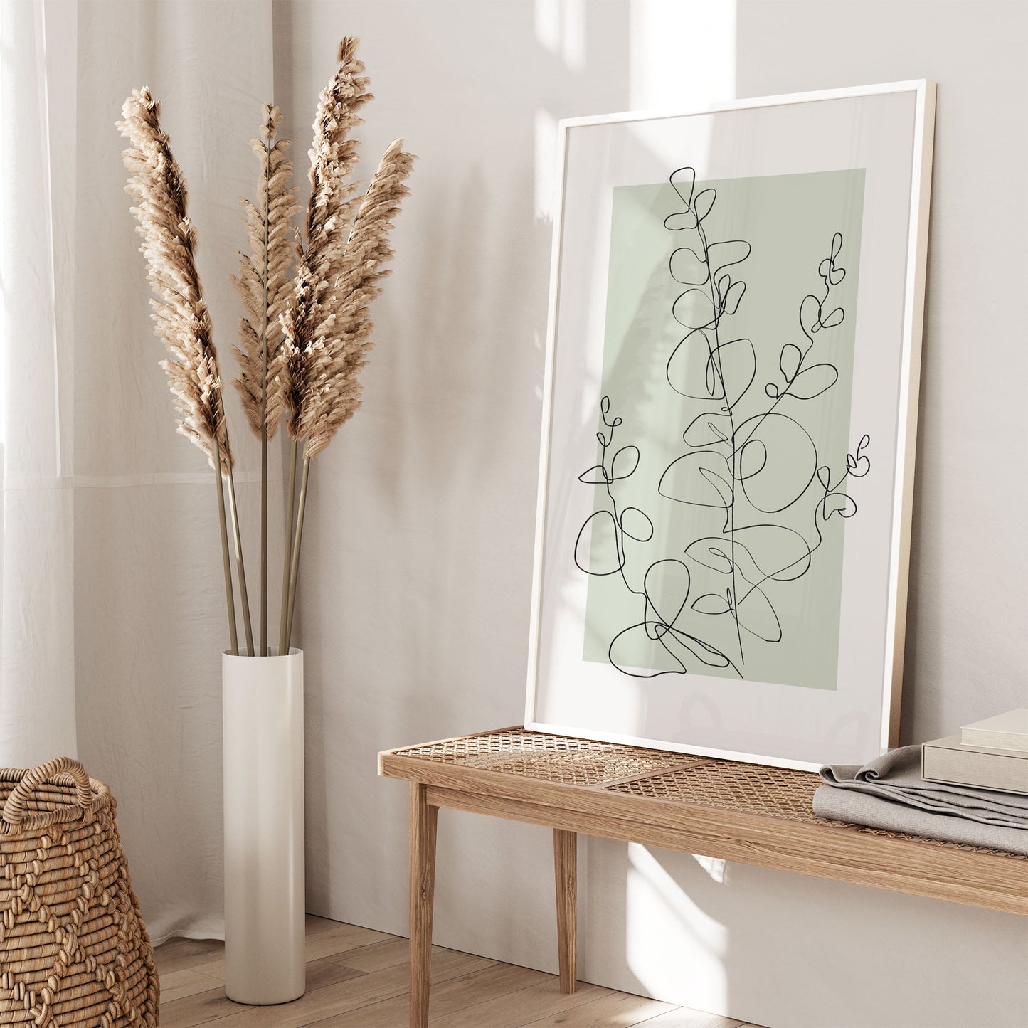 Ethan Taylor 'Eucalyptus Line Art Sage Green II' Framed Art Print