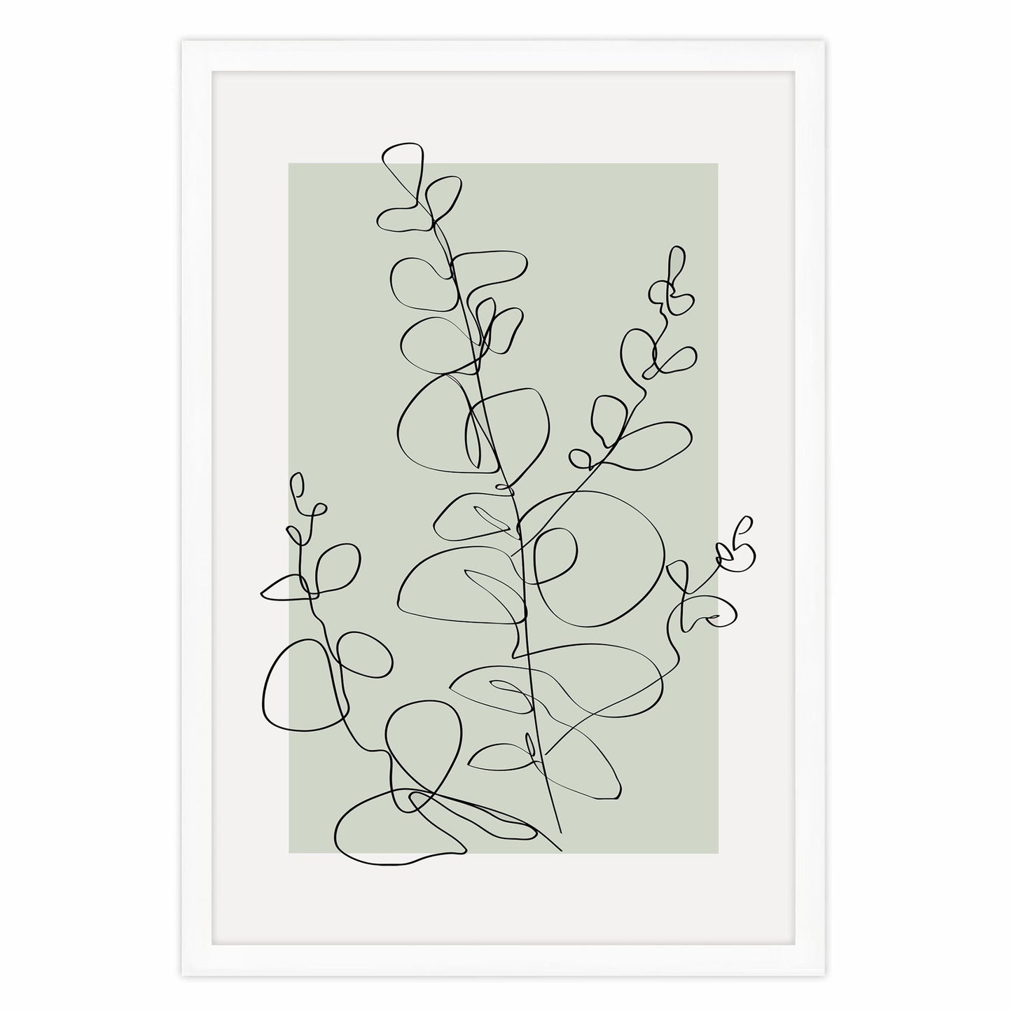 Ethan Taylor 'Eucalyptus Line Art Sage Green II' Framed Art Print