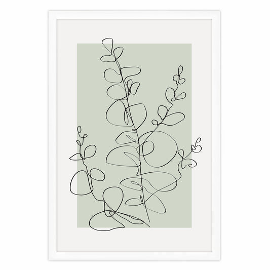 Ethan Taylor 'Eucalyptus Line Art Sage Green II' Framed Art Print